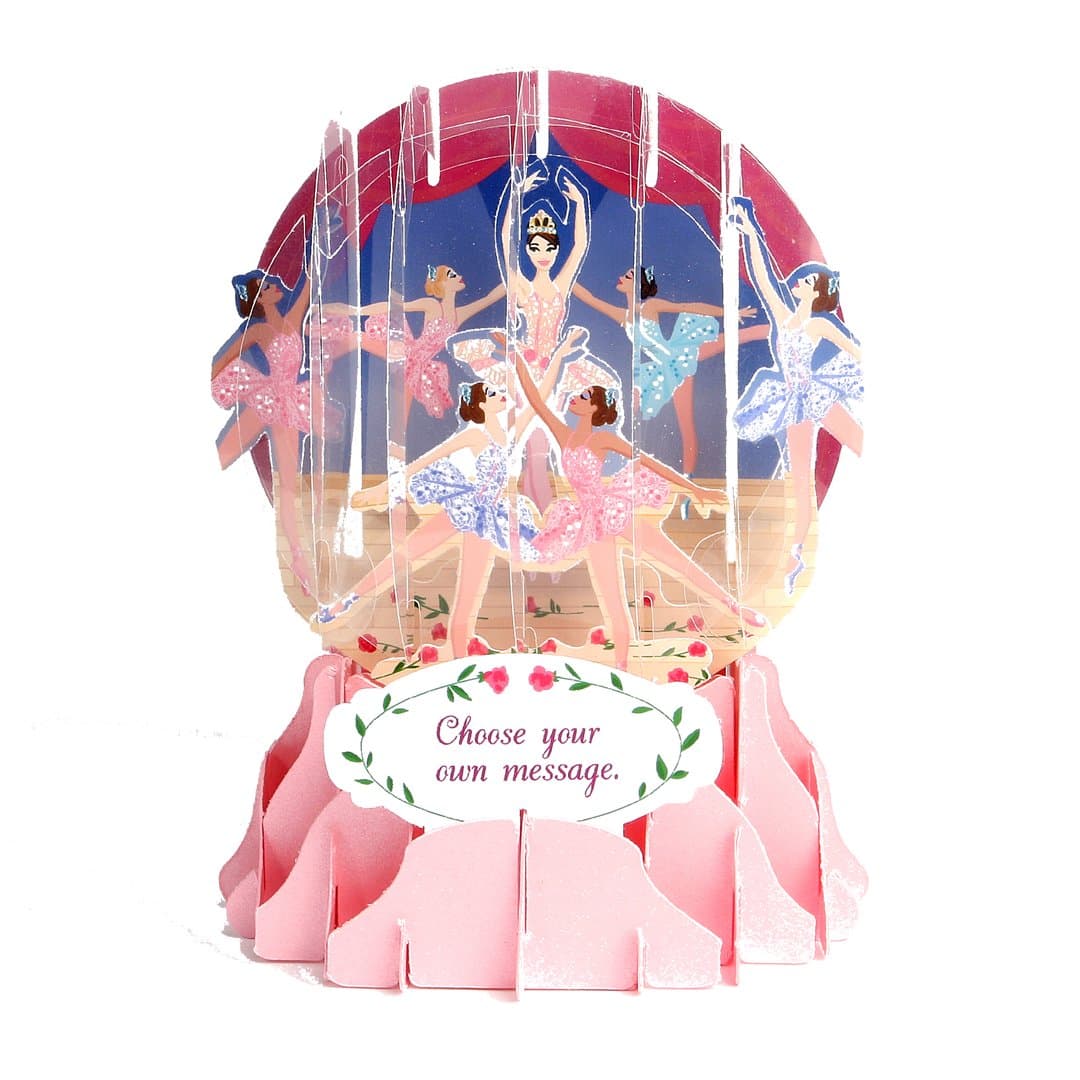 PopShot Ballerina Snow Globe Birthday Greeting Card 9 x 13 cm