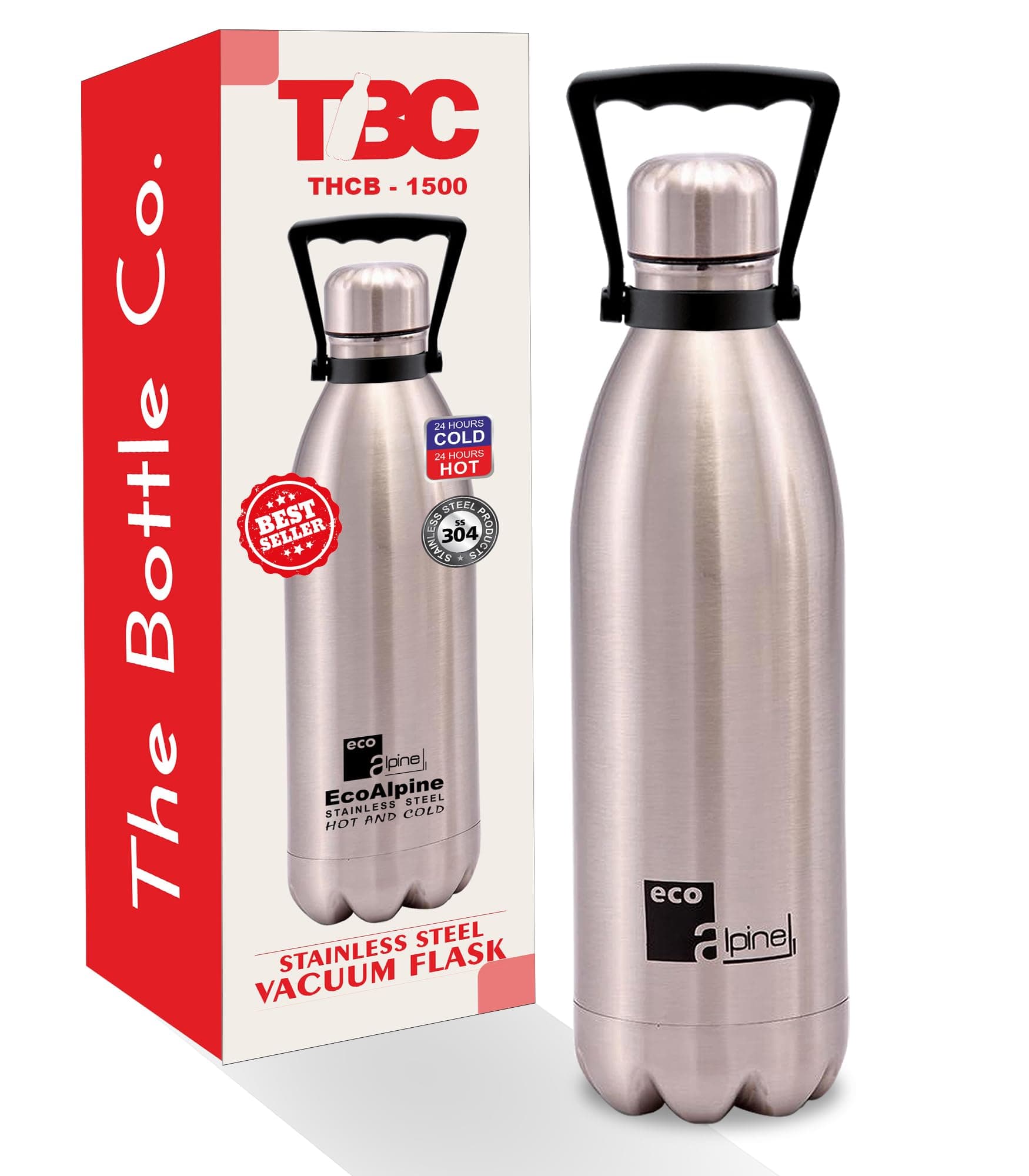 The Bottle Co. Stainless Steel Water Bottle Hot and Cold | Thermosteel Bottle Insulated Water Bottles | Steel Water Bottle (1500ml)