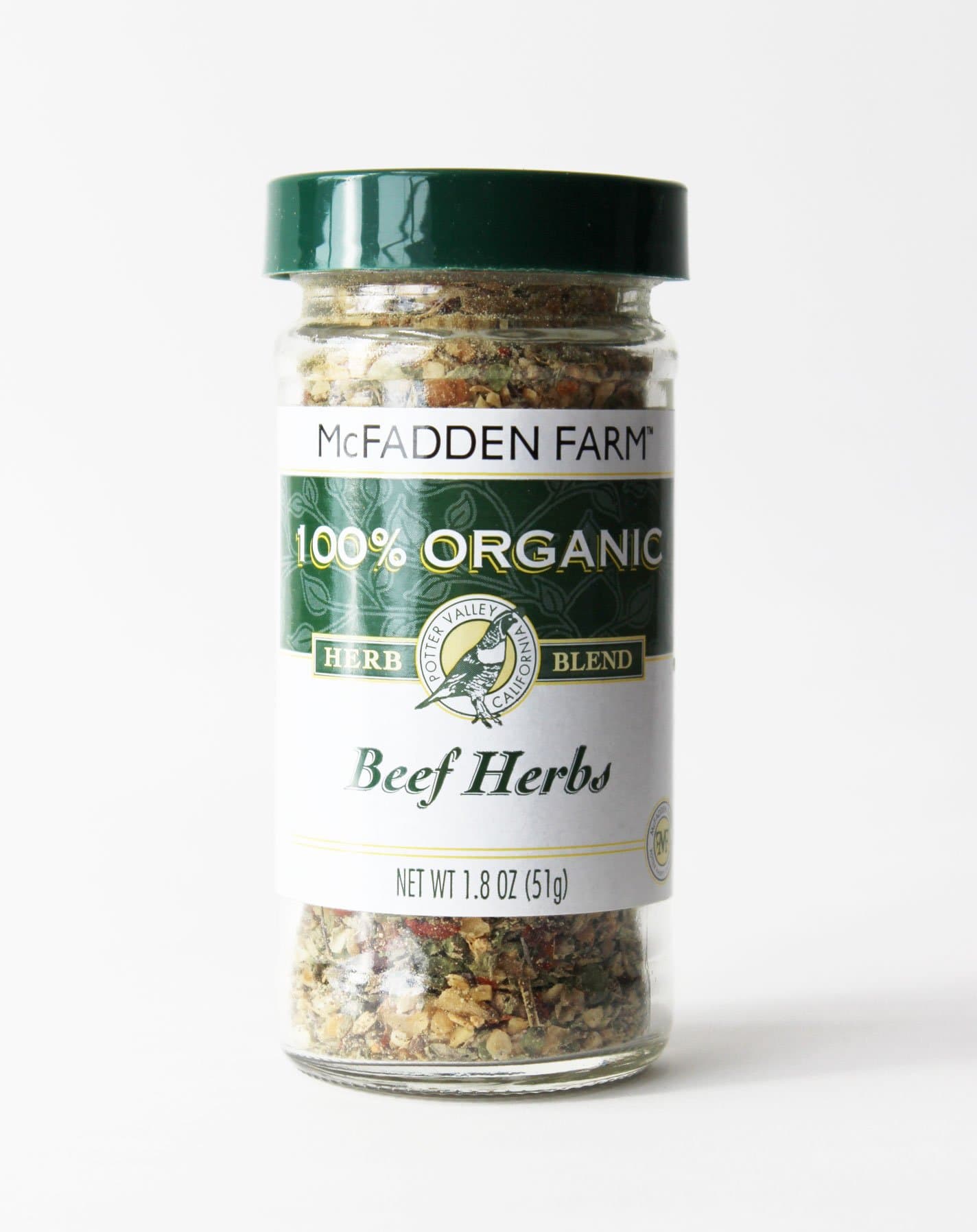 McFadden Farm Organic Beef Herbs, Seasoning Blend, Grown and packed in the U.S.A., 1.8 oz. in glass jar