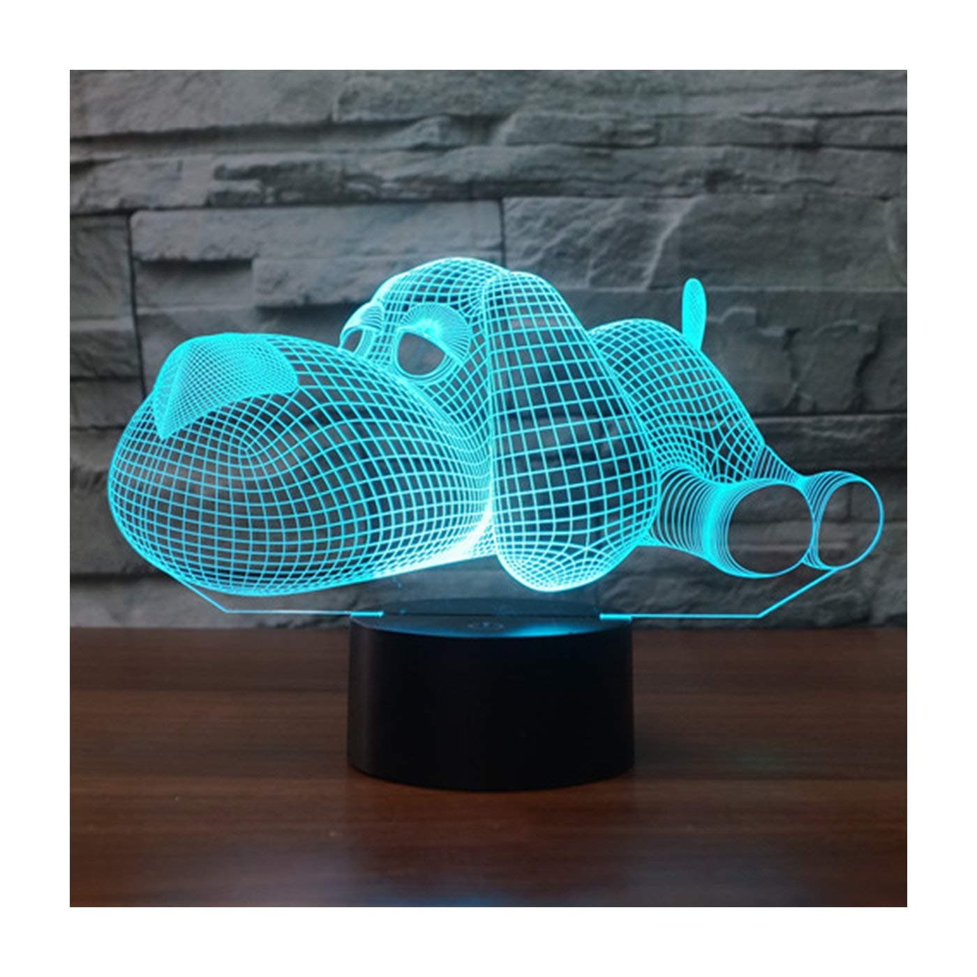 3D LED Illusion Lamp Night Light, EASEHOME Optical Bedside Table Night Lights Illuminating Kids Lamp 7 Colour Changing Touch Button 1.5M USB Cable Decoration Desk Lamps, Dog