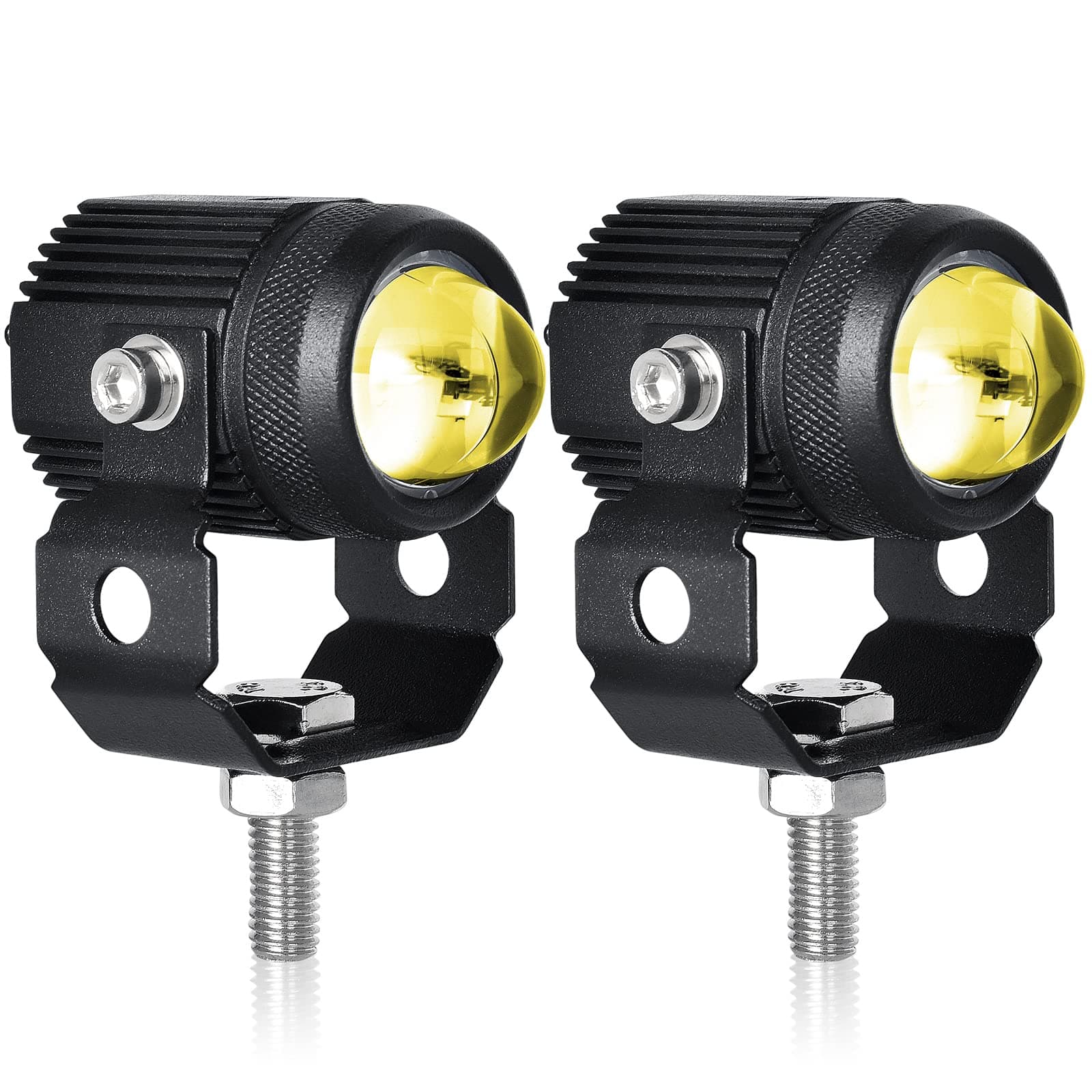 Nifeida Motorcycle LED Driving Light, 60W Universal Dual Color LED Fog Headlights High Low Beam Lamps, Amber White Auxiliary SpotLight for Motorcycle/Bike/Off Road/SUV/Boats/Trucks, 2 Packs