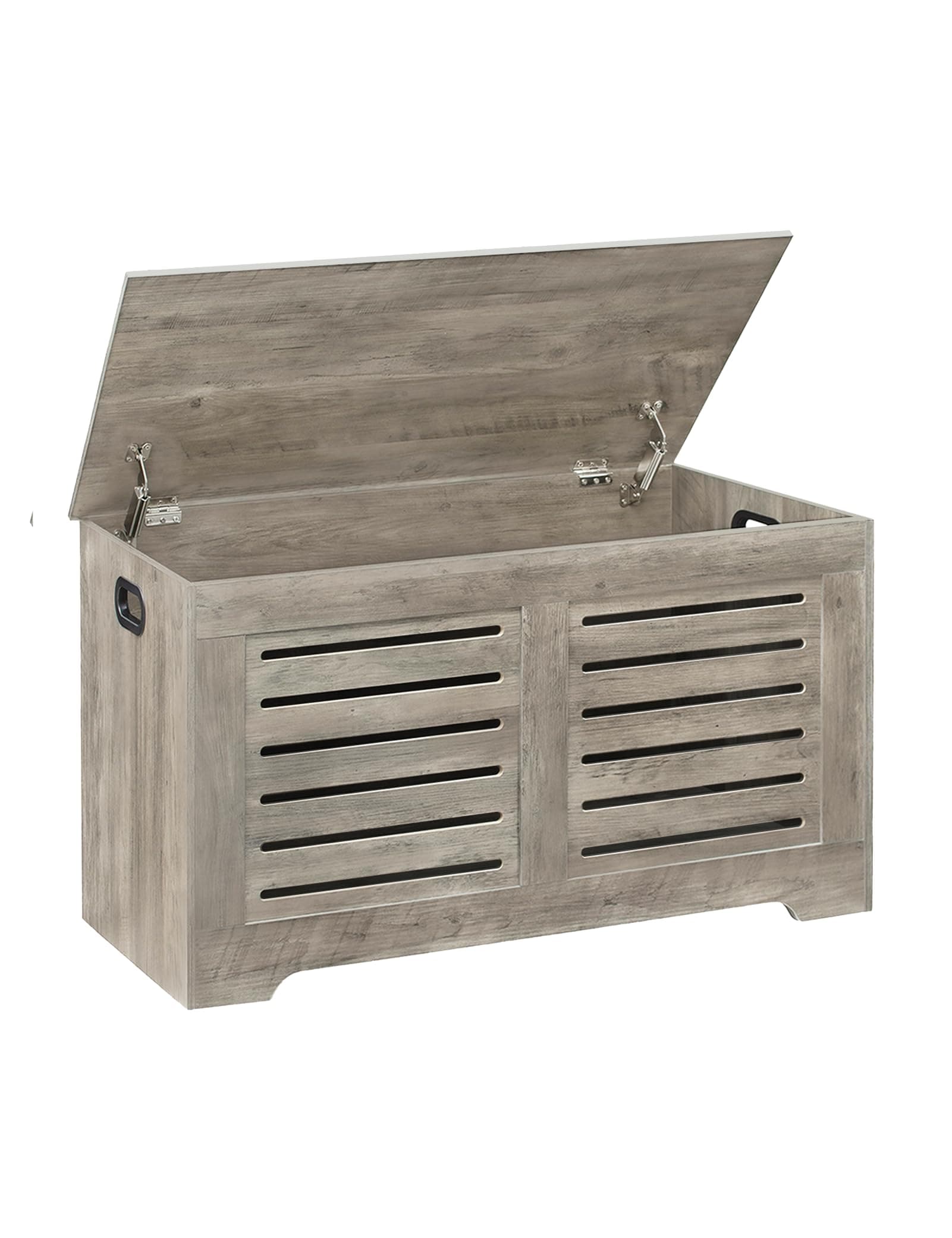 DINZI LVJ Storage Chest, Flip-Top Wooden Toy Box with 2 Safety Hinges, Retro Entryway Shoe Bench, Sturdy Large Storage Trunk for Living Room, Bedroom, Toddler Room, Easy Assembly, Gray Wash