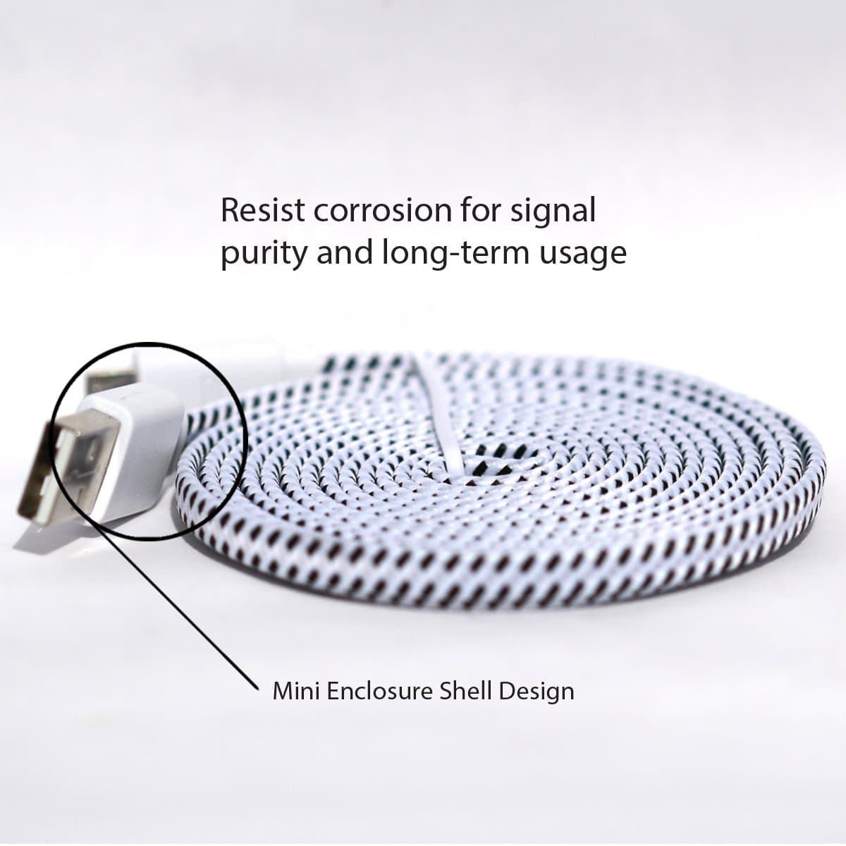 Samsung USB Charger, Nue Design Cases TM (6 FT) Braided Tangle Free Flat Super Durable Micro B USB Charging / Data Sync Cable FOR SAMSUNG GALAXY S3, S4, S5, NOTE 2, NOTE 3, NOTE 4 - (WHITE)