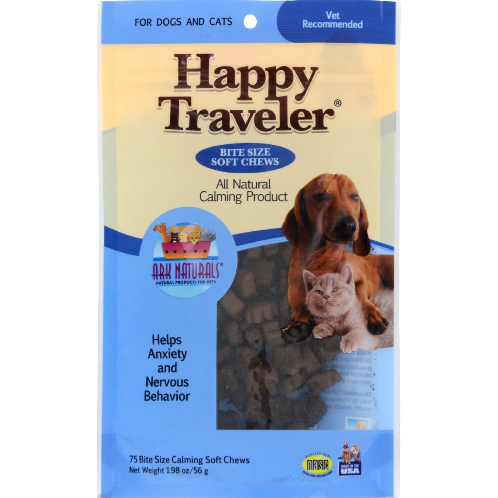 Happy Traveler All Natural Calming Formula 75 bite size soft chews