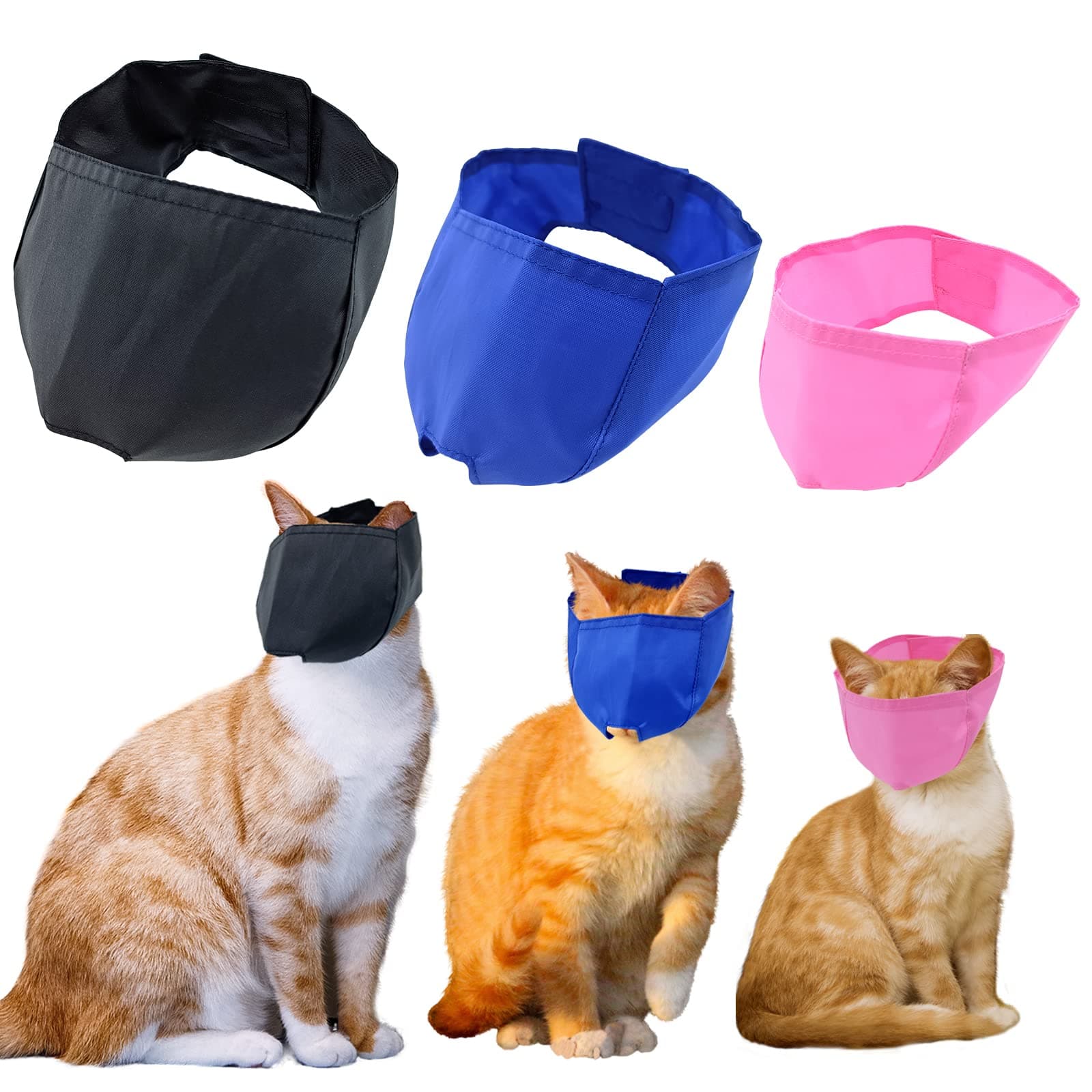 3 Pieces Cat Muzzles Breathable Mesh Muzzles Cat Grooming Restraint Bags with Muzzle Anti Bite Anti Meow for Prevent Cats from Biting Grooming and Nail Trimming(Small, Medium,Large)