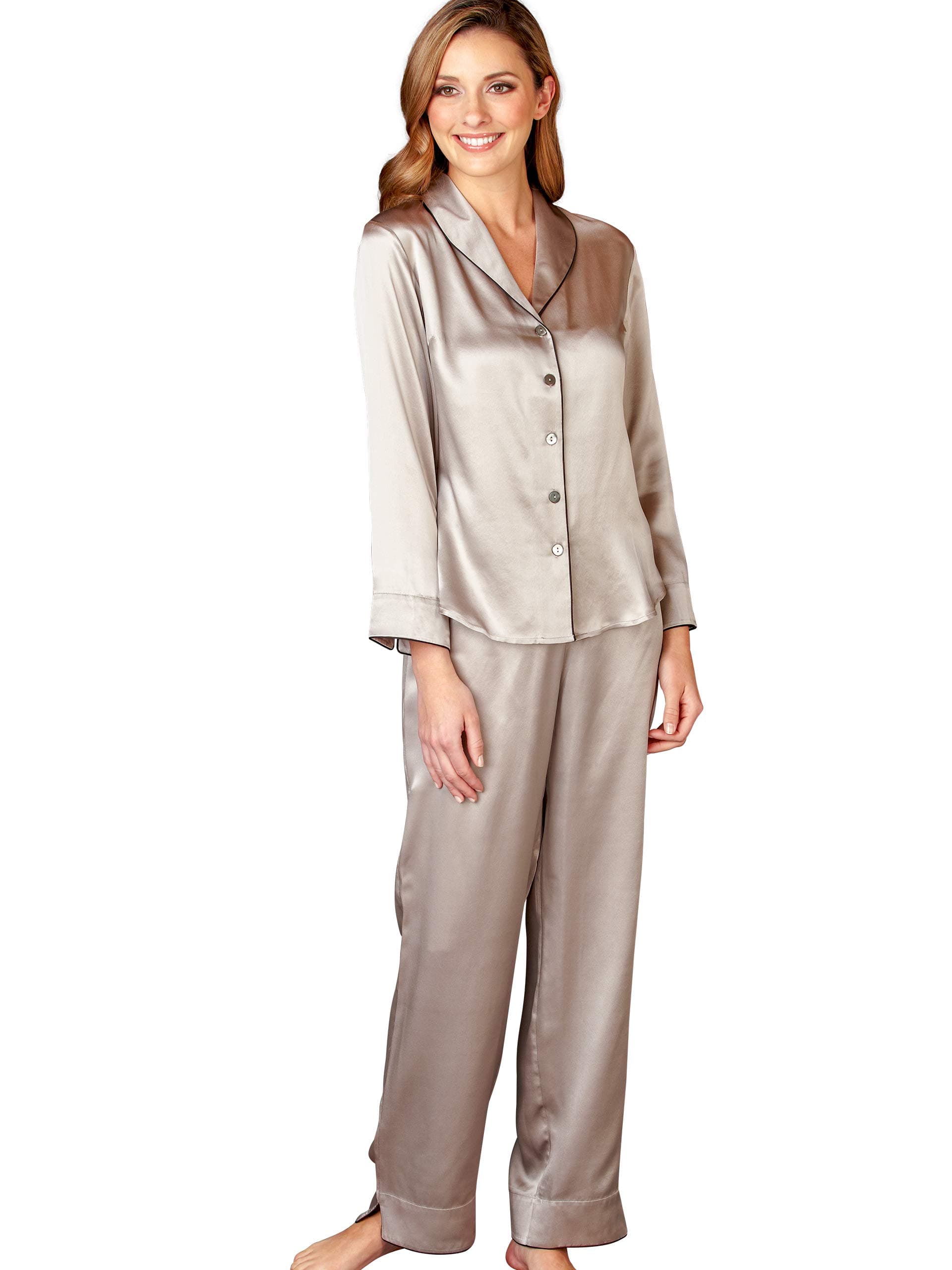 Julianna Rae Women's 100% Mulberry Silk Pajama Set, Relaxed Fit PJs, Natalya Collection