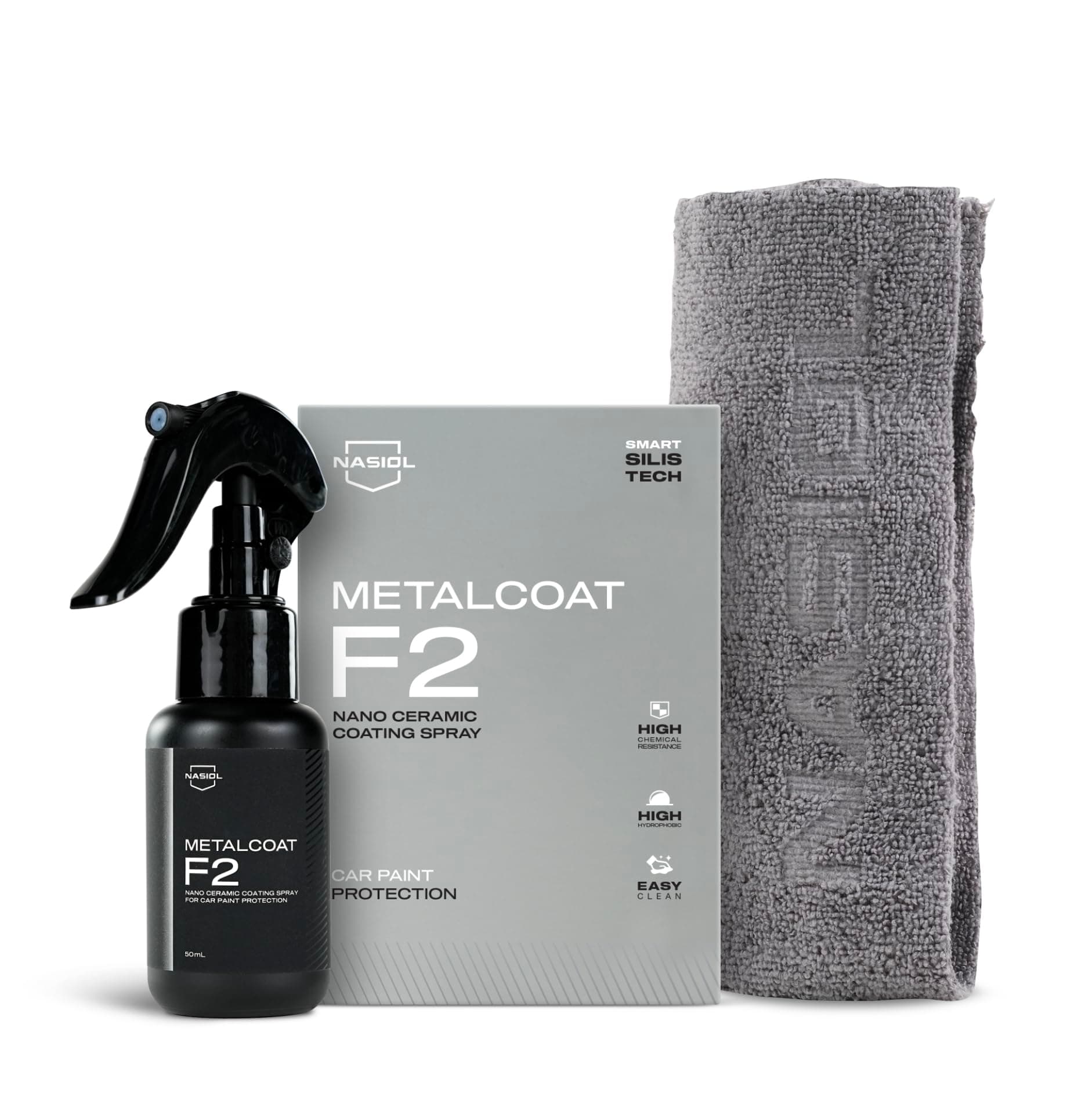 MetalCoat F2 – Hydrophobic Ceramic Coating Spray Kit for Paint, Rims & Exterior Plastics – Easy Ceramic Spray & Buff Application, High Gloss Finish – 1.69 oz