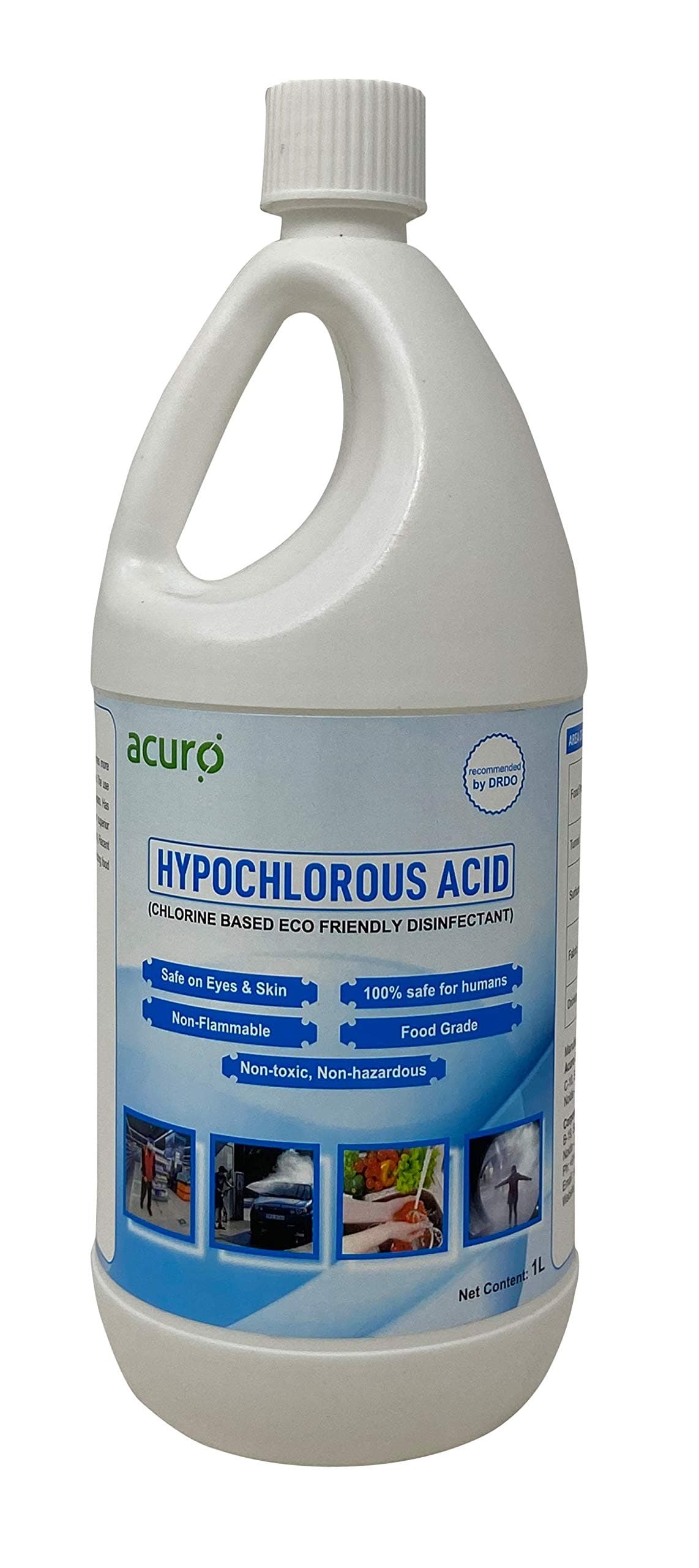 HYPOCHLOROUS ACID: DRDO recommended & EPA approved Eco friendly disinfectant | Safe for Skin (1ltr)