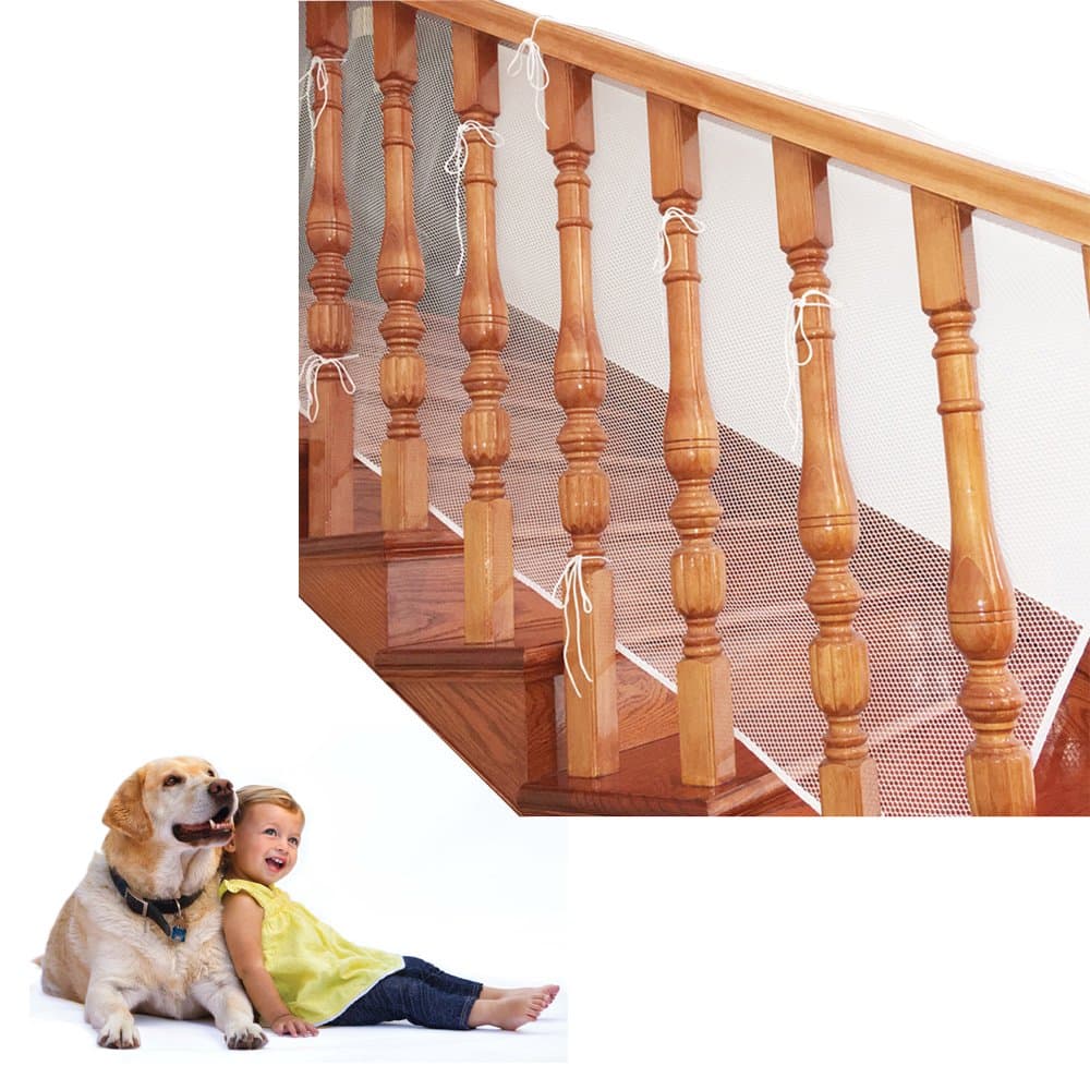 Thickened Balcony Stairs Safety Net for Children and Baby-102.5ft Crib Liner Within 15 Tie Ropes and 10 Straps-HADTECH Crib Netting