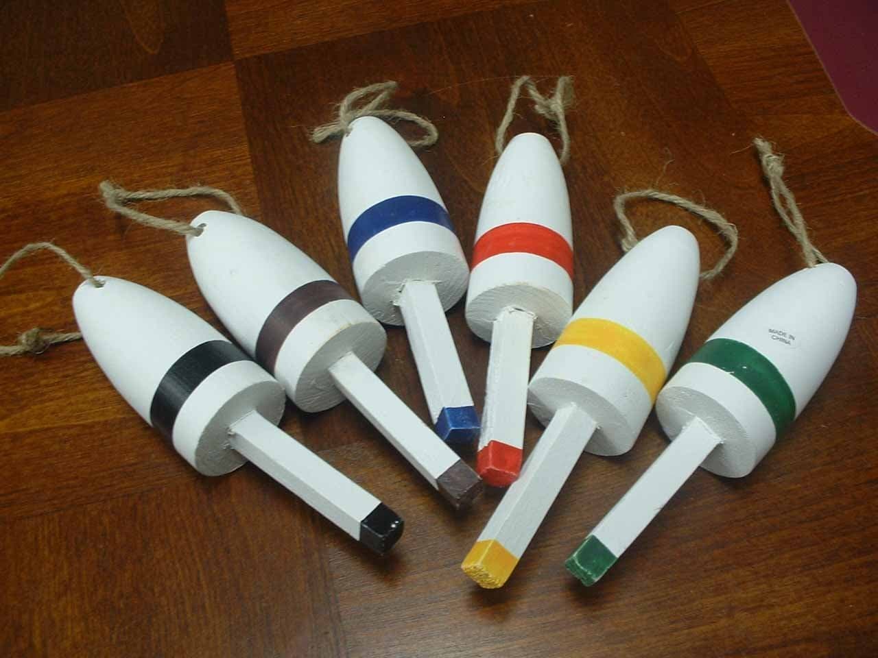 HS Set of Six Nautical Wood Buoys