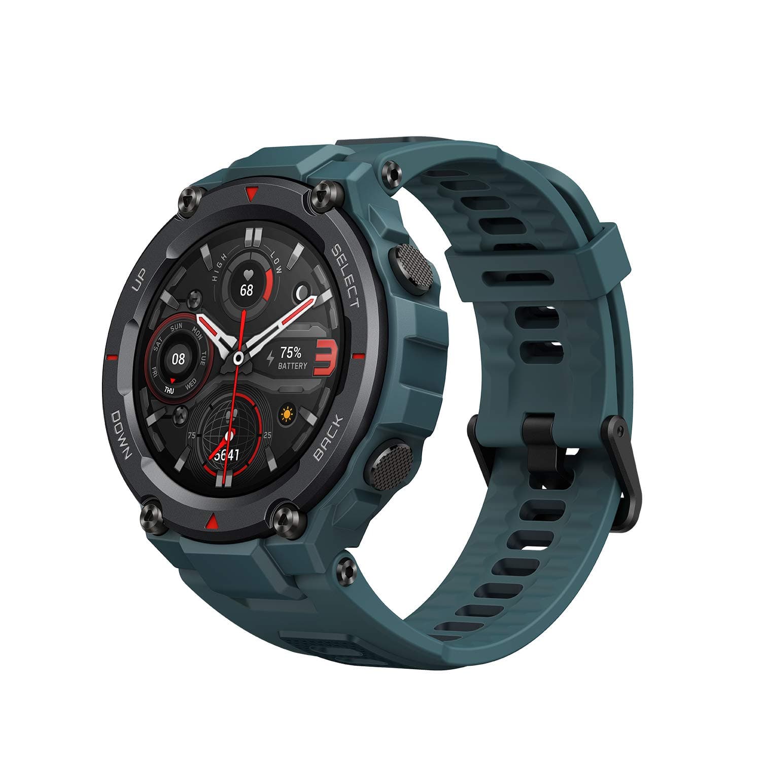 Amazfit T-Rex Pro Smarch with Heart Rate, Sleep, Stress Monitoring, SpO2 & Temperature Measurement, Military-grade Design, 100+ Sports Modes, 18-Day Battery Life, 10 ATM Waterproof, Steel Bl