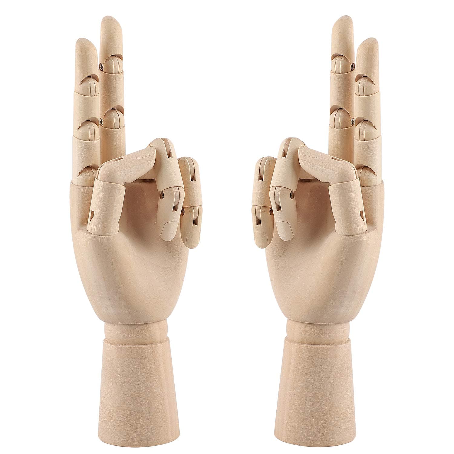 10 Inch Wooden Hand Model Flexible Moveable Fingers Manikin Hand Figure Left/Right Hand Model for Drawing, Sketching, Painting