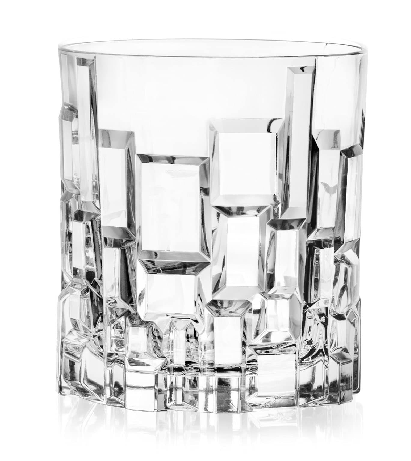 RCR Cristalleria Italiana ETNA Double Old Fashioned Crystal Whiskey Glasses - Set of 6 (330 ml,Italy Made)