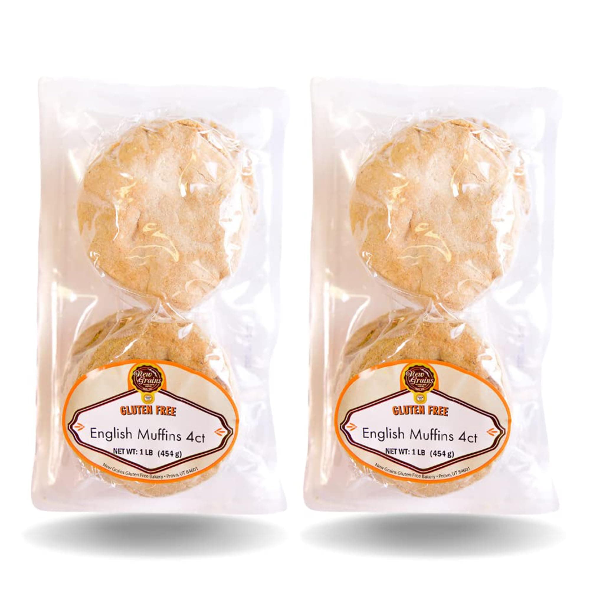 New Grains Gluten Free English Muﬃns (4 counts) | Vegan-Friendly, Moist, Chewy, Flavorful Organic English Muffins | Perfect Toasted with Butter & Jam or Made into Breakfast Sandwich | (16 oz each) 2 Pack