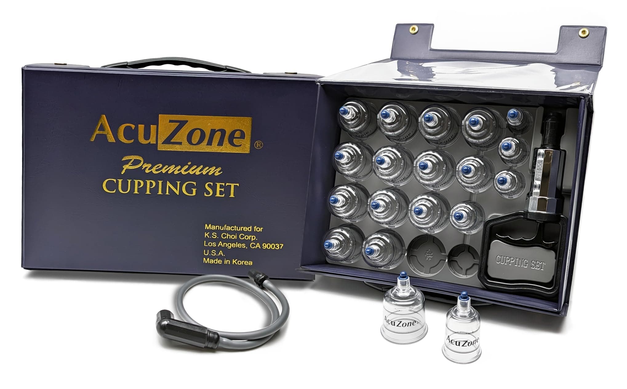 AcuZone Premium Plastic Cupping Set Includes 19 Cups with Extension Tube