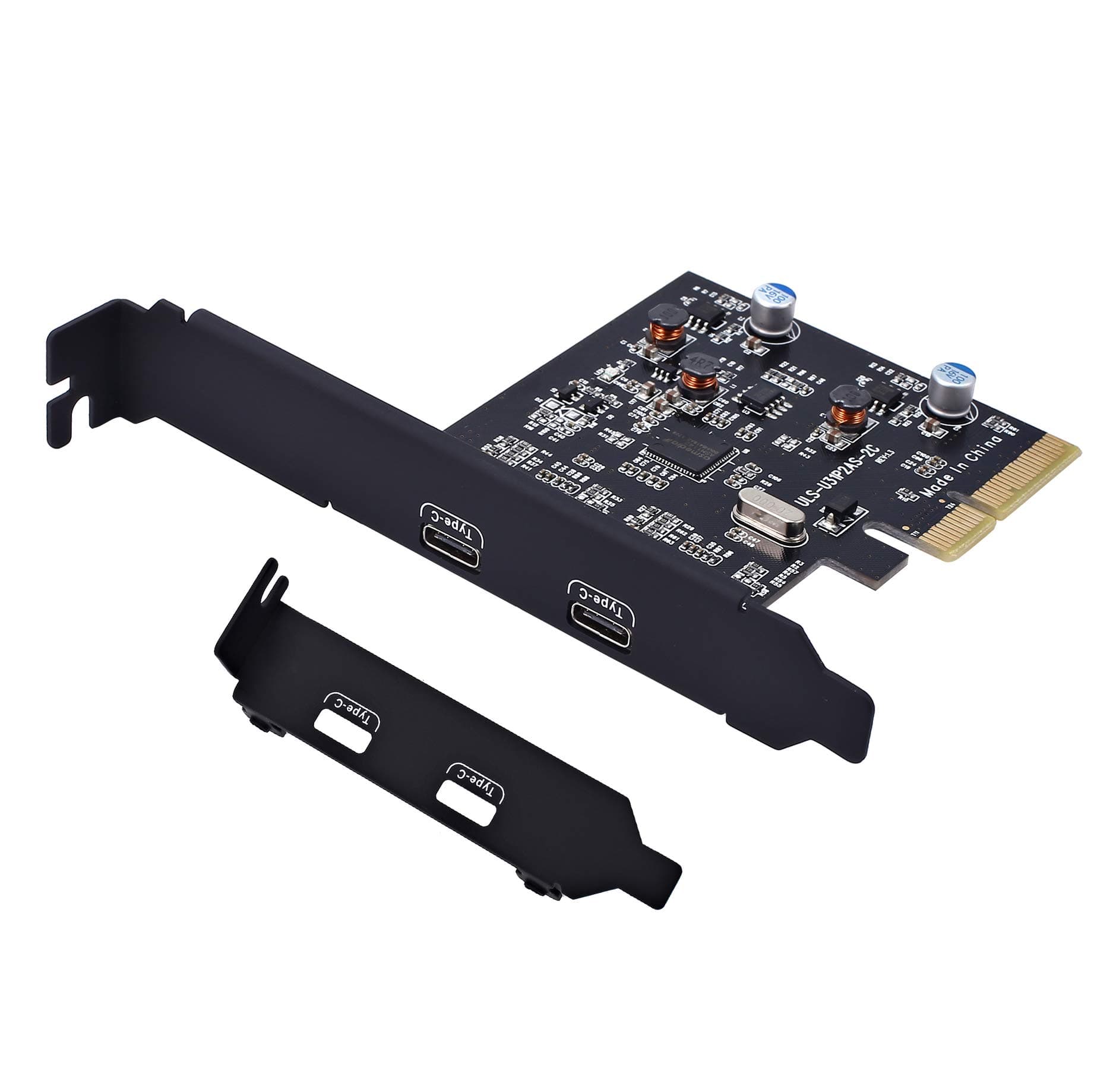 PCI-E PCI Express 4X to USB 3.1 Gen 2 (10 Gbps) 2-Port Type C Expansion Card Asmedia Chipset for Windows 7/8/8.1/10/Linux Kernel (2XType C)