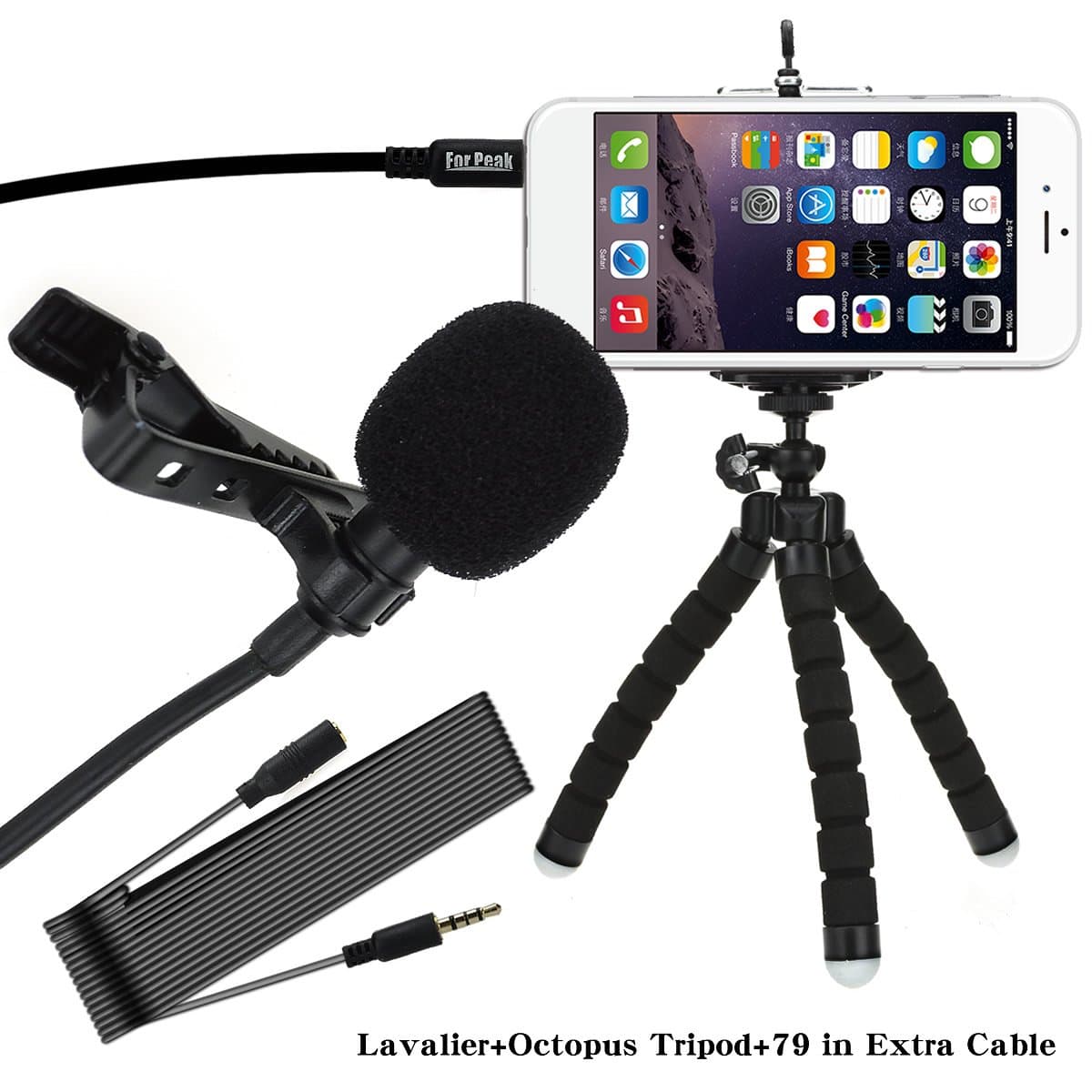 Lavalier Lapel Microphone Omnidirectional Condenser Mic with Flexible Mini Octopus Tripod ?-