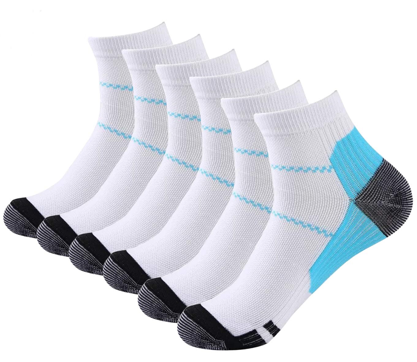 6 Pairs Johnda Compression Socks for Men and Women, Plantar Fasciitis Arch Support Foot Relieve Pain Supports Heel