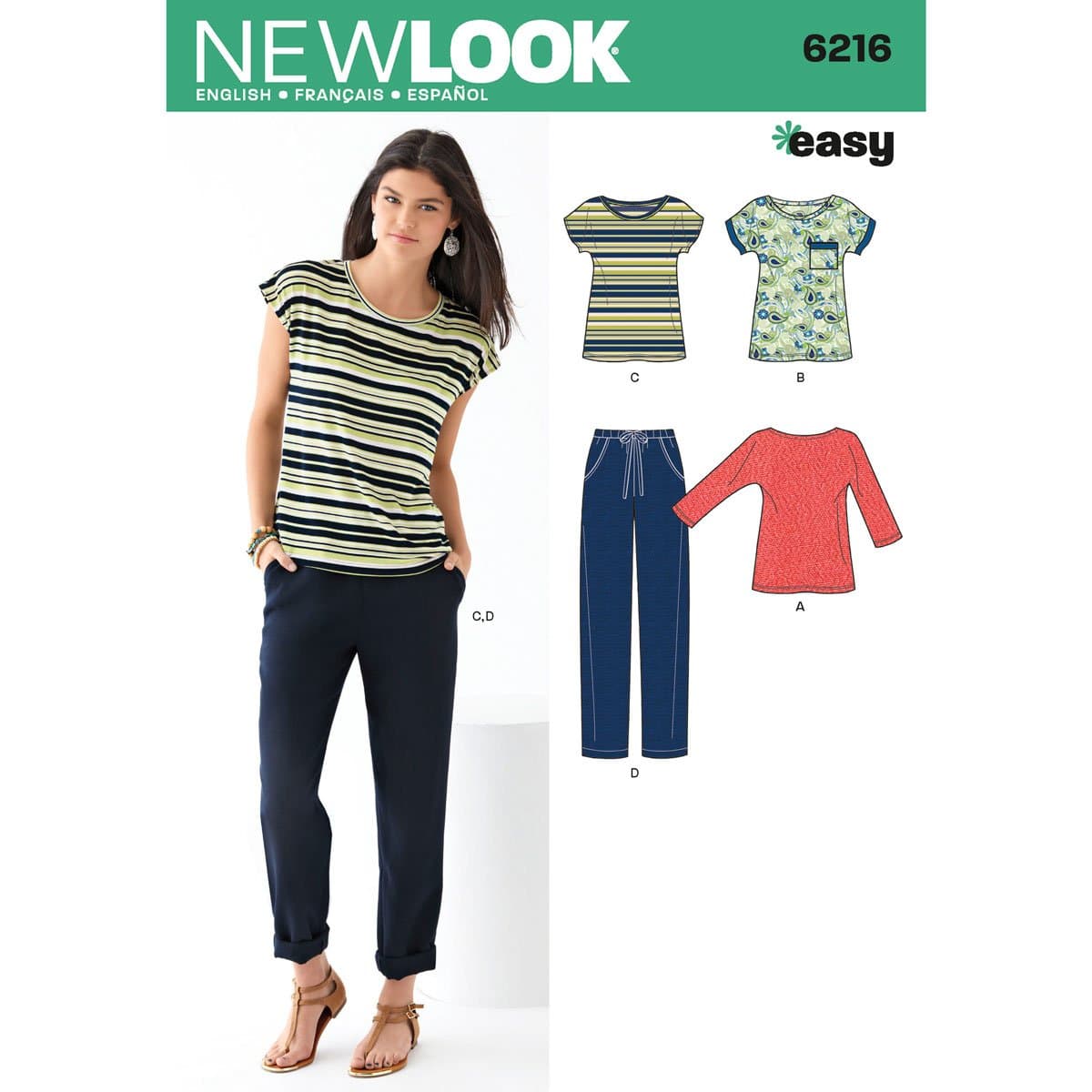 New Look Easy Pattern 6216 Misses Knit Tops and Pants Sizes 8-10-12-14-16-18