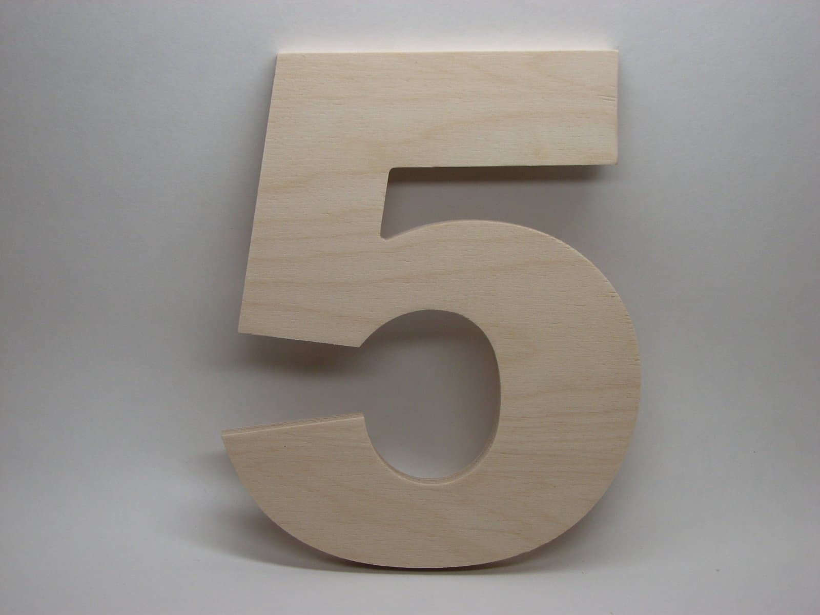 LetterWorx 8" Wooden Number 5 - Arial Font | Unfinished Baltic Birch Wood Letter | 8 Inch Tall