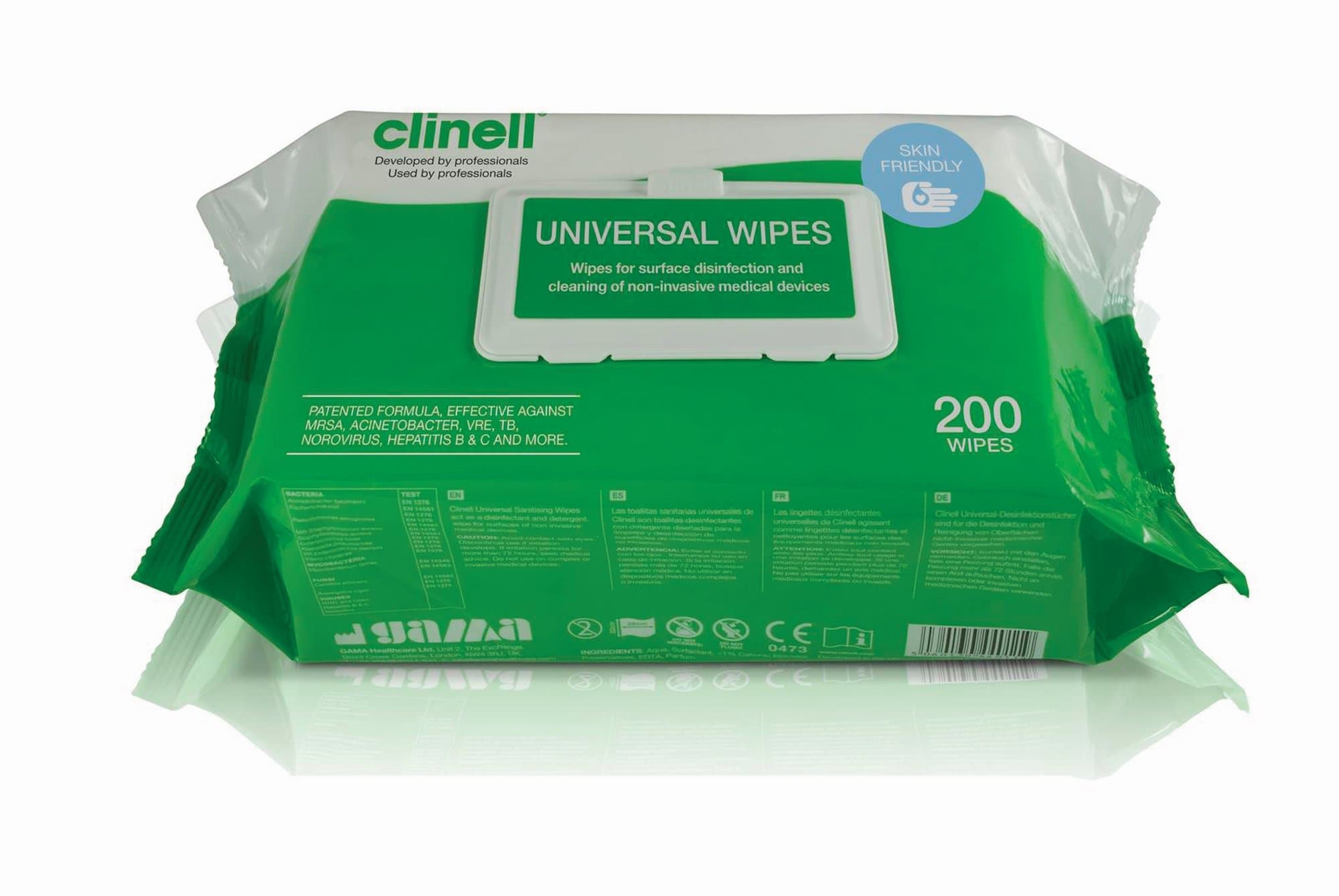 Clinell Antibacterial Hygiene Wipes x 200 Pack