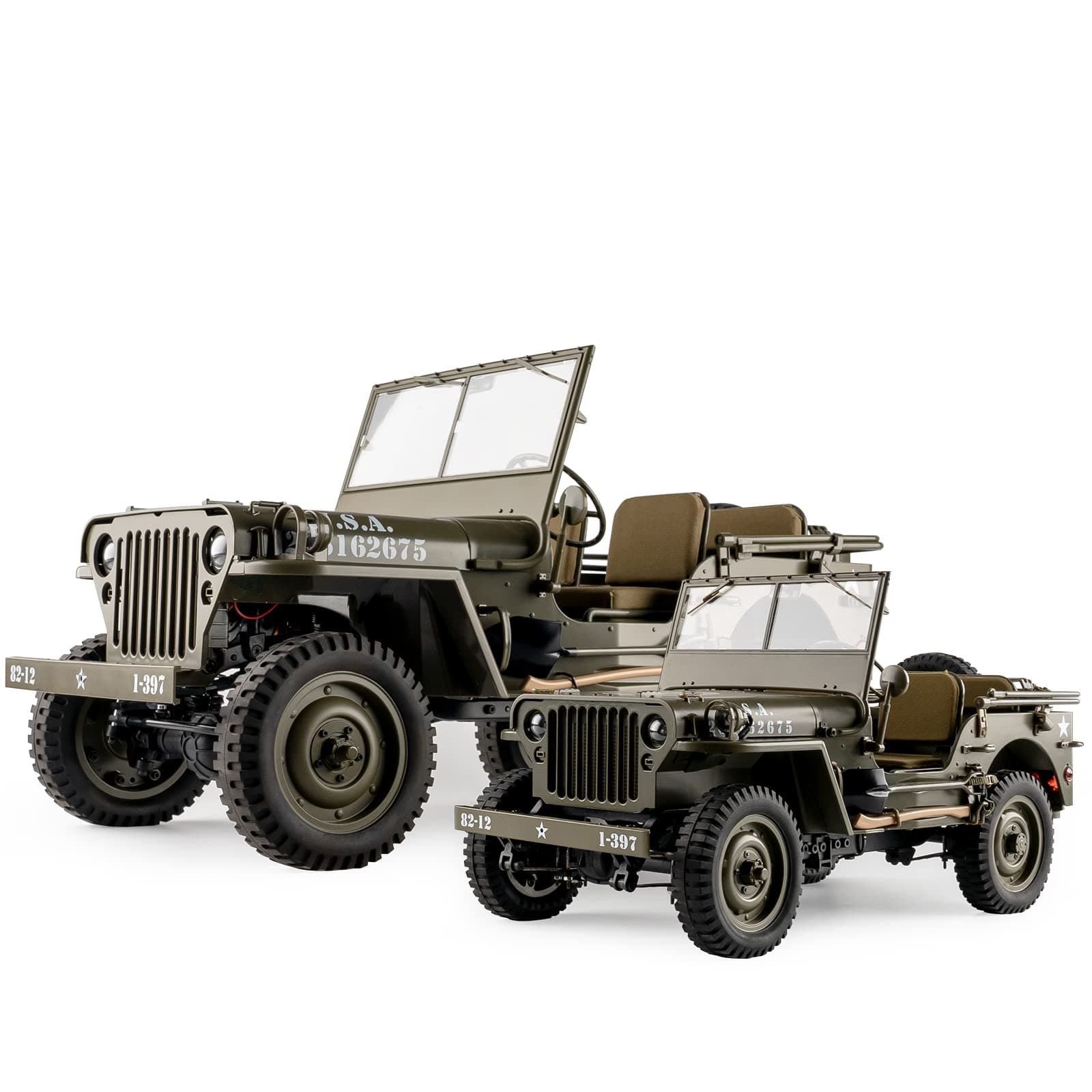 RocHobby 1/6 1941 MB Scaler RC Car, 4x4 Hobby Grade RC Car Mini RC Rock Crawler Military, 2.4Ghz RC Truck with 550 Brushed Motor, LED Lights for Adults Without Battery and Charger