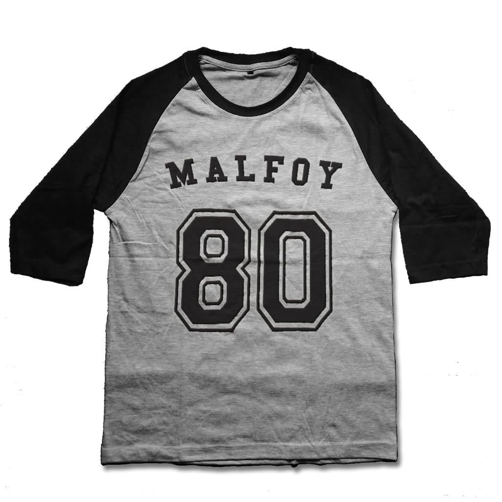 mamisari Draco Malfoy 80 Harry Potter Hogwarts Slytherin Quidditch Shirt Raglan 3/4 Sleeve Baseball Tee Tshirt T-Shirts