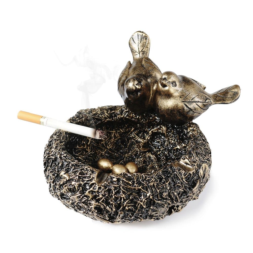 Monsiter Creative Bird's Nest Decoration Living Room Classical Retro Old Ashtray Home Accessories-Gold