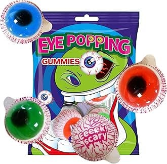 Fusion Select 3 Packs Eye Popping Gummies - Sweet Eyeball Candy for Halloween, Birthday, Trick Or Treat, Party Candy - Individually Wrapped Jelly Filled Gummies Candy for Kids, Novelty Candy Gag Gift