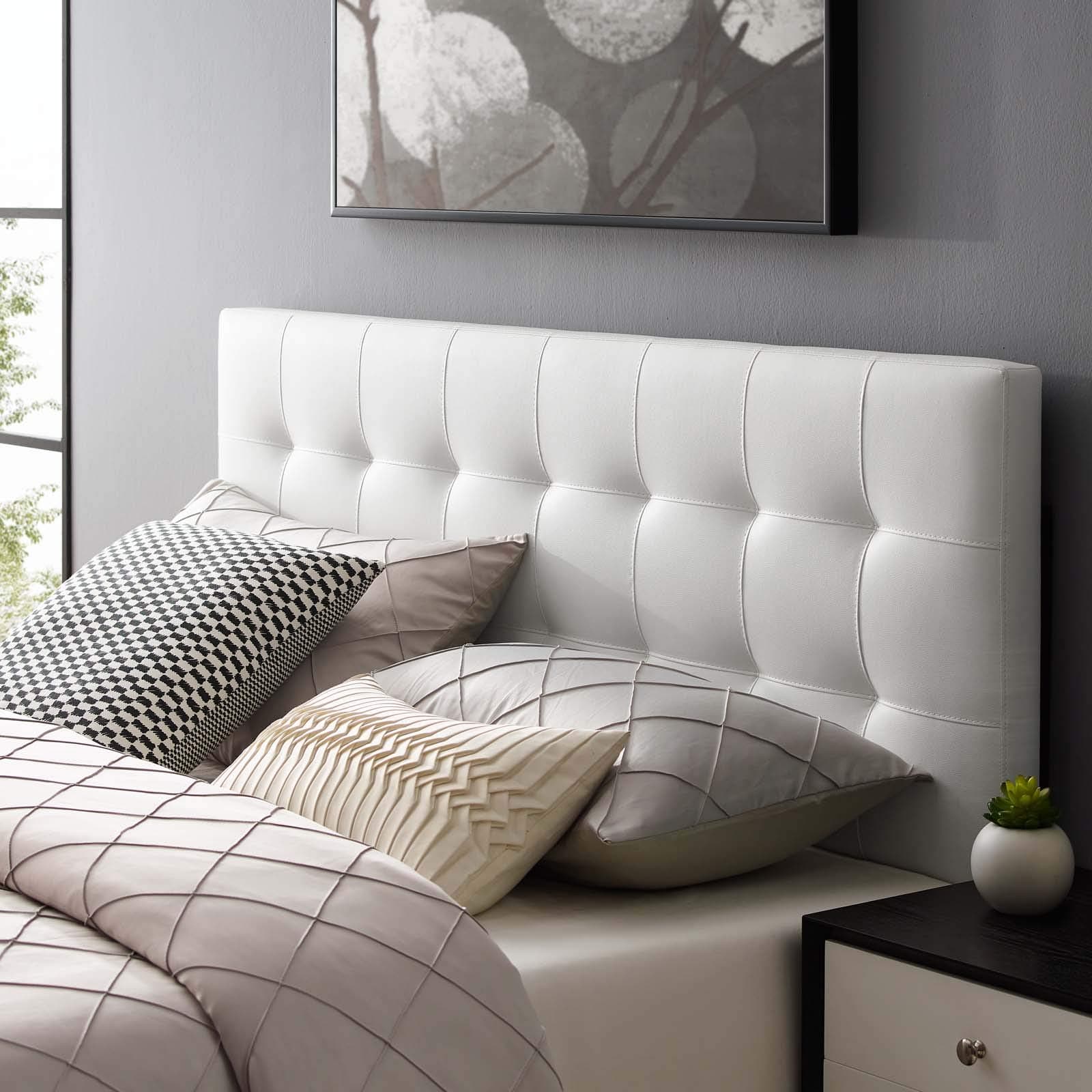 Modway Lily Tufted Faux Leather Upholstered Full Headboard in White