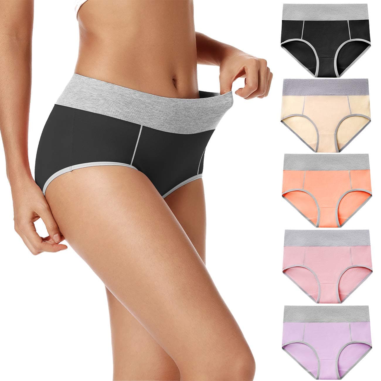 Women's High Waist Cotton Underwear Soft Hipster Briefs Full Size