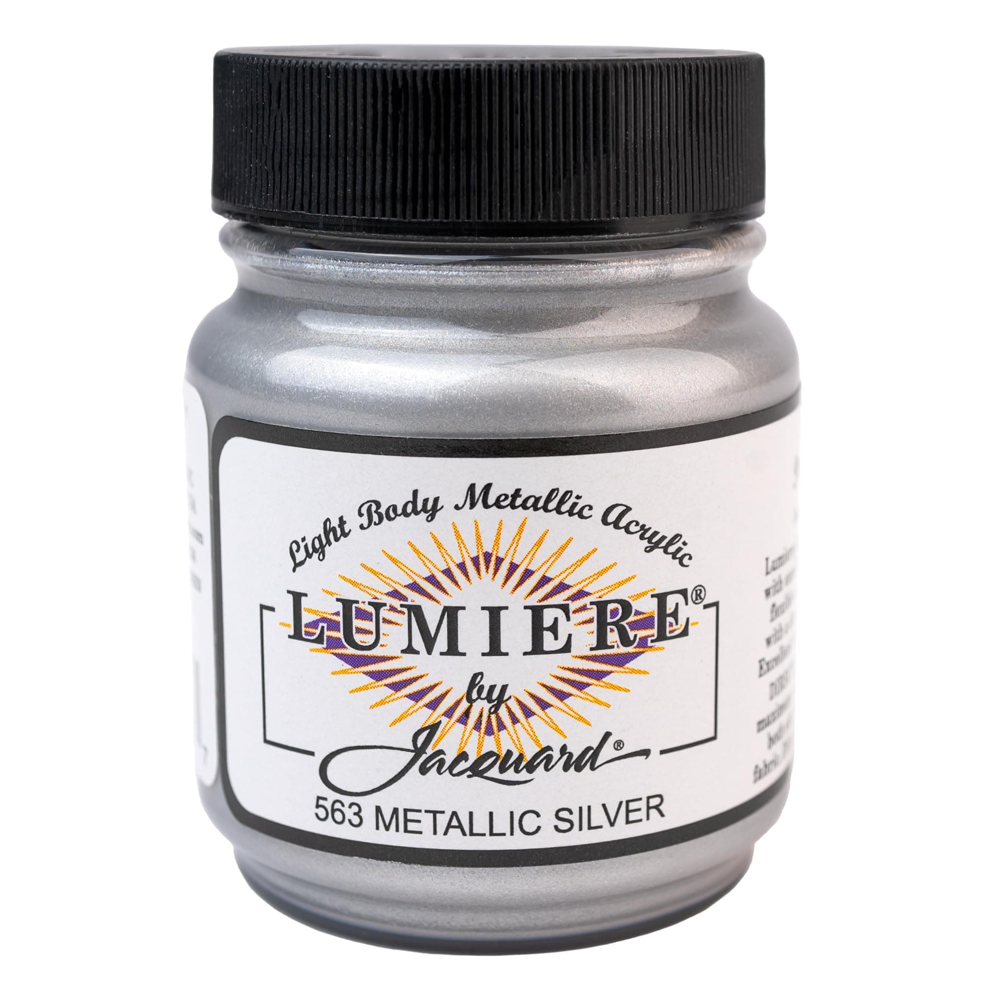 Lumiere 2.25oz Fabric Paint Metallic Silver - Metallic Paint for Fabric, Leather, Canvas, Paper and Wood - Light-bodied Metallic Acrylic Paint - Lightfast & Vibrant Acrylic Paints