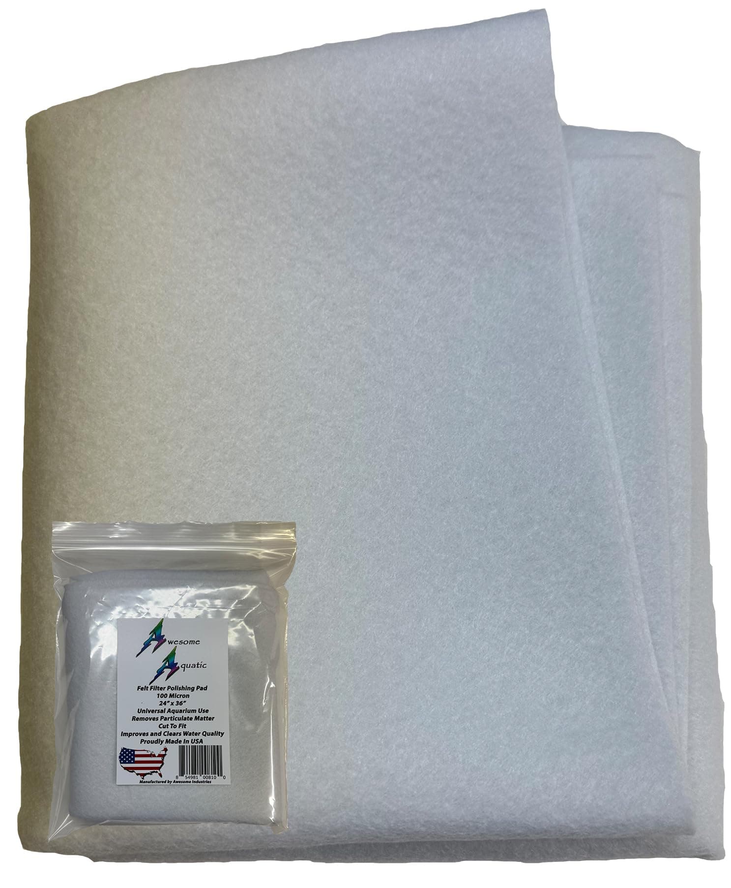 Polishing Felt Filter Pad 100 Micron Bulk 24 ” x 36 ” Ultimate Aquarium Mechanical Prefilter Filtration Media Fresh or Saltwater Improve Water Quality Clarity Durable and Reusable