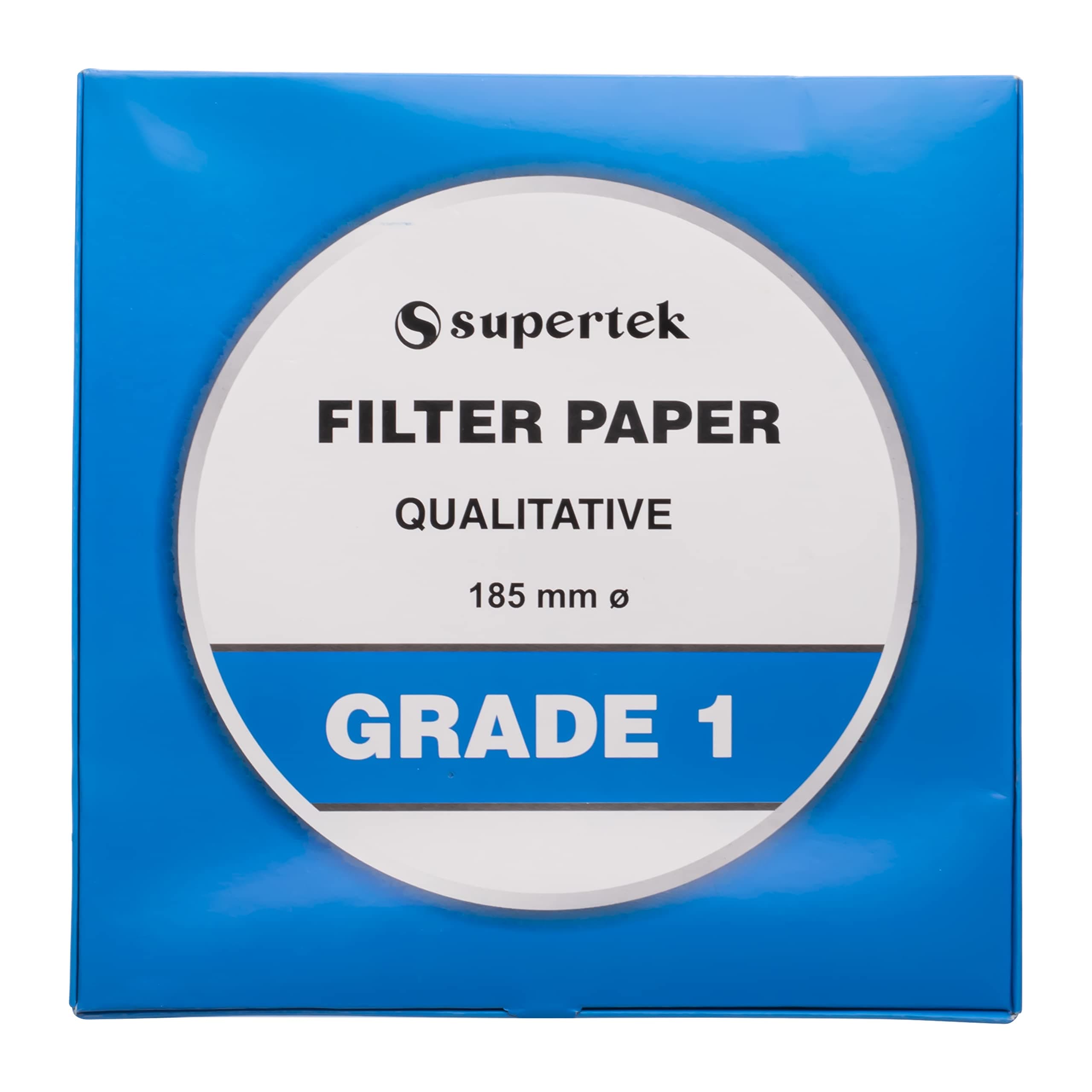 Supertek Qualitative Filter Paper Grade 1 | 185 mm Diameter | White Round Filter Paper Sheets for Laboratory Use | Pack of 100 | Chemistry Lab & Science Experiments at School & College