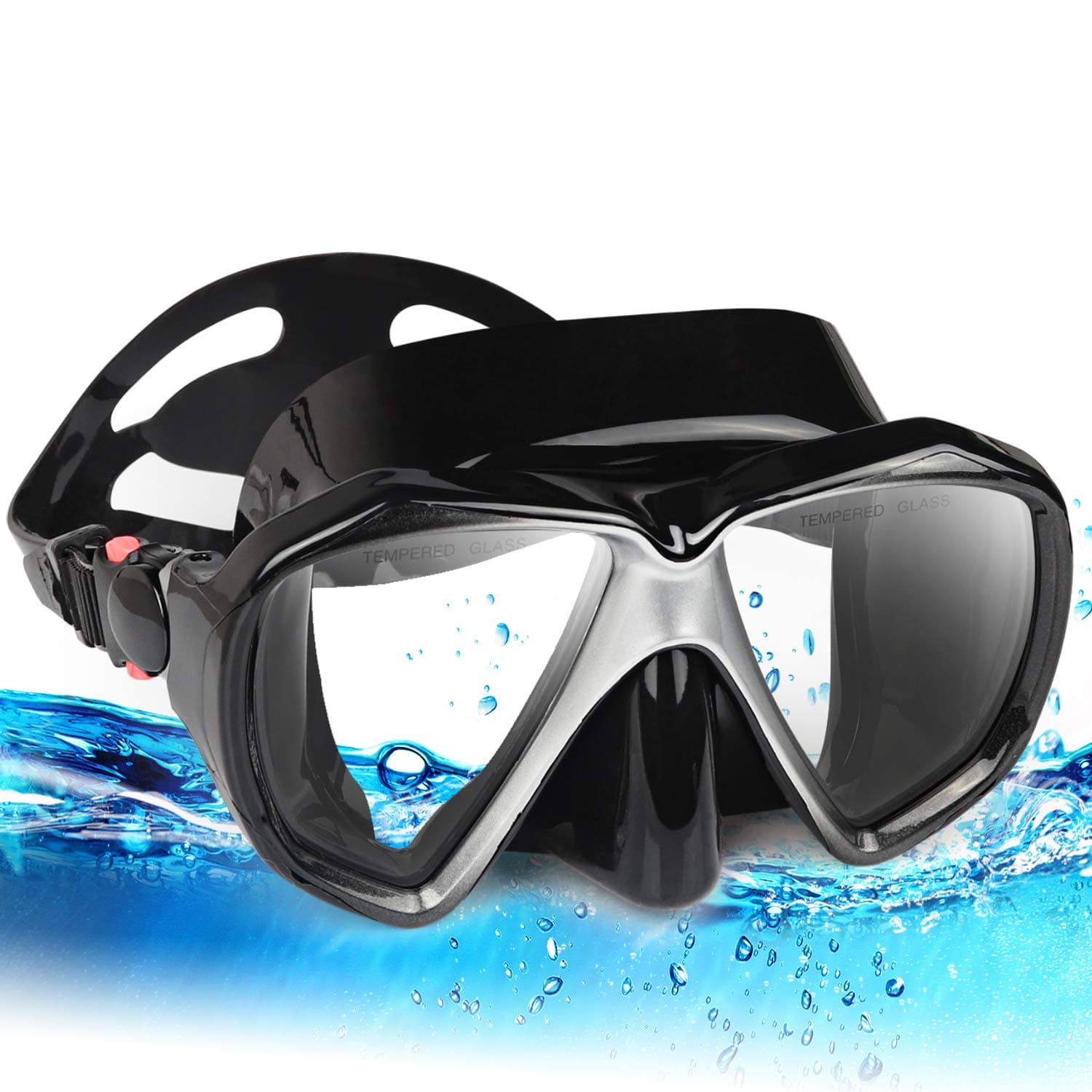 Snorkel Diving Mask Panoramic HD Swim Mask, Anti-Fog Scuba Diving Goggles,Tempered Glass Dive Mask Adult Youth Swim Goggles with Nose Cover for Diving, Snorkeling, Swimming