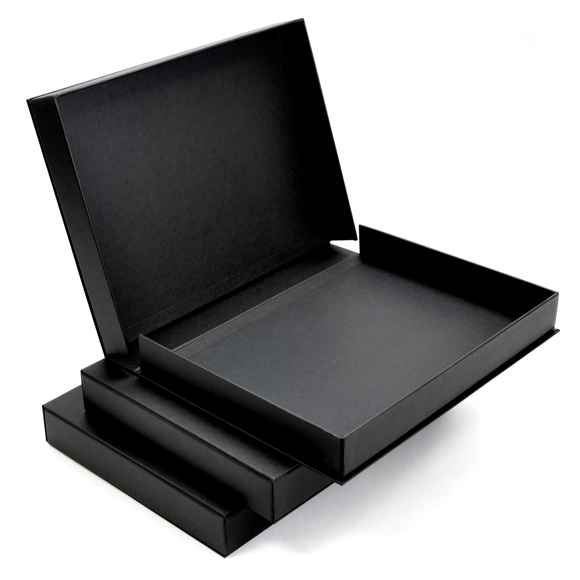 GraphicPro Presentation Display Print Box Black Buckram Archival White Lining A3 440mm x 330mm 37mm Deep Pack of 3
