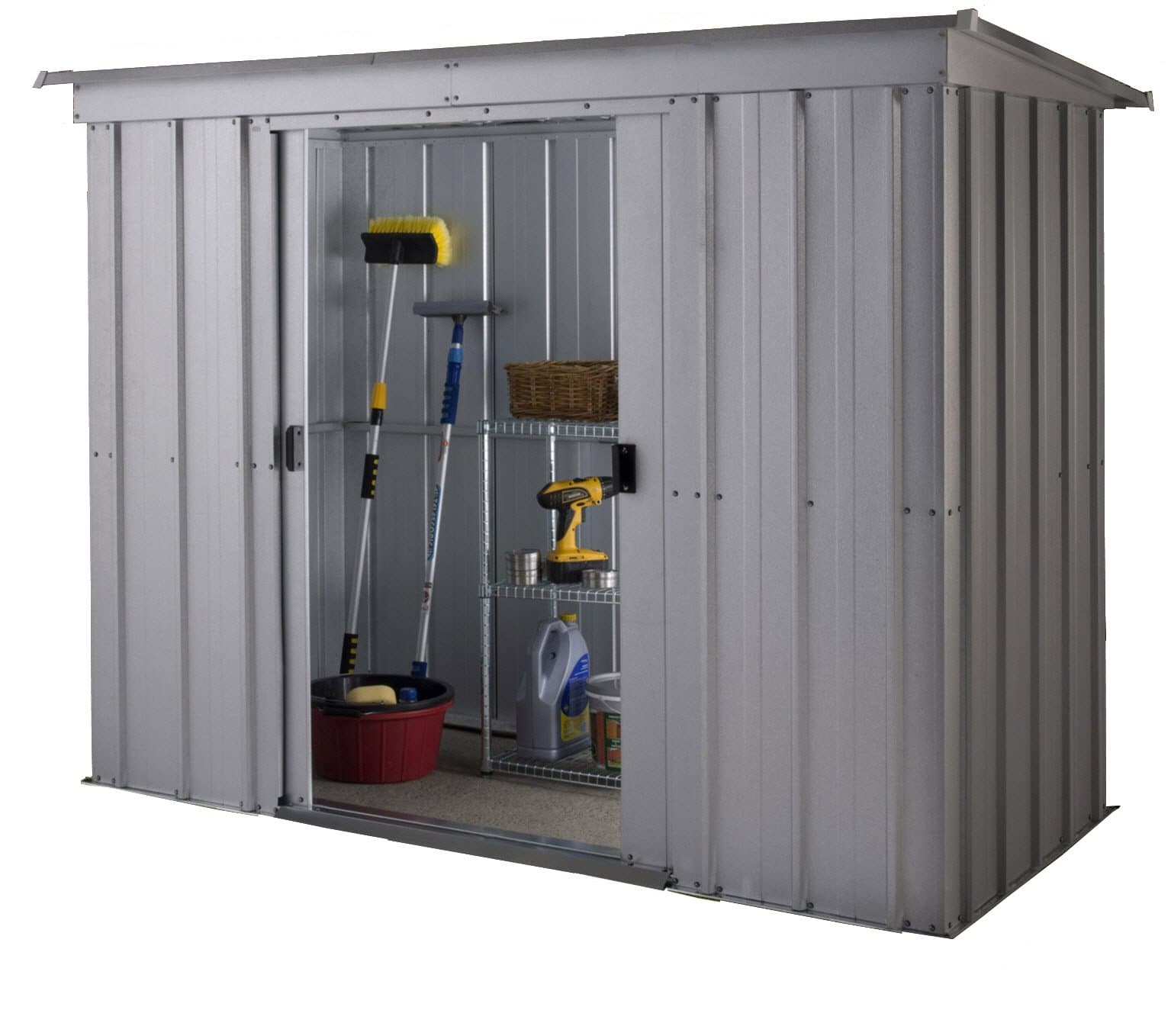 6 x 4 ft Store-All Pent Roofed Metal Shed - Silver