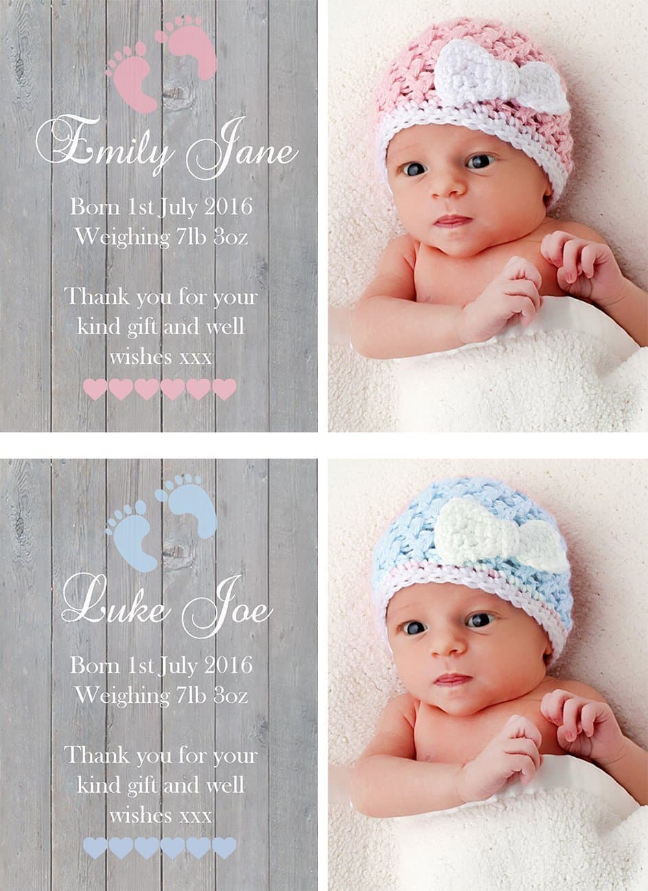 CLC Design Personalised Announcement Baby Thank You Cards (40)