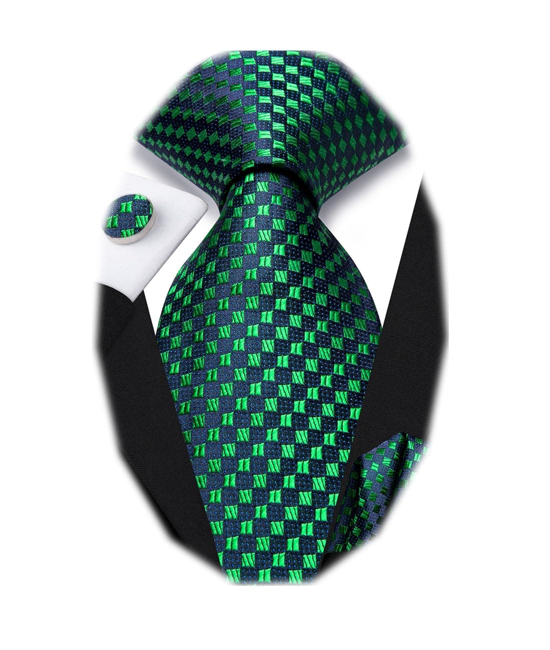 Dubulle Mens Paisley Striped Tie and Handkerchief Cufflinks Tie Set for Men Wedding Business Formal