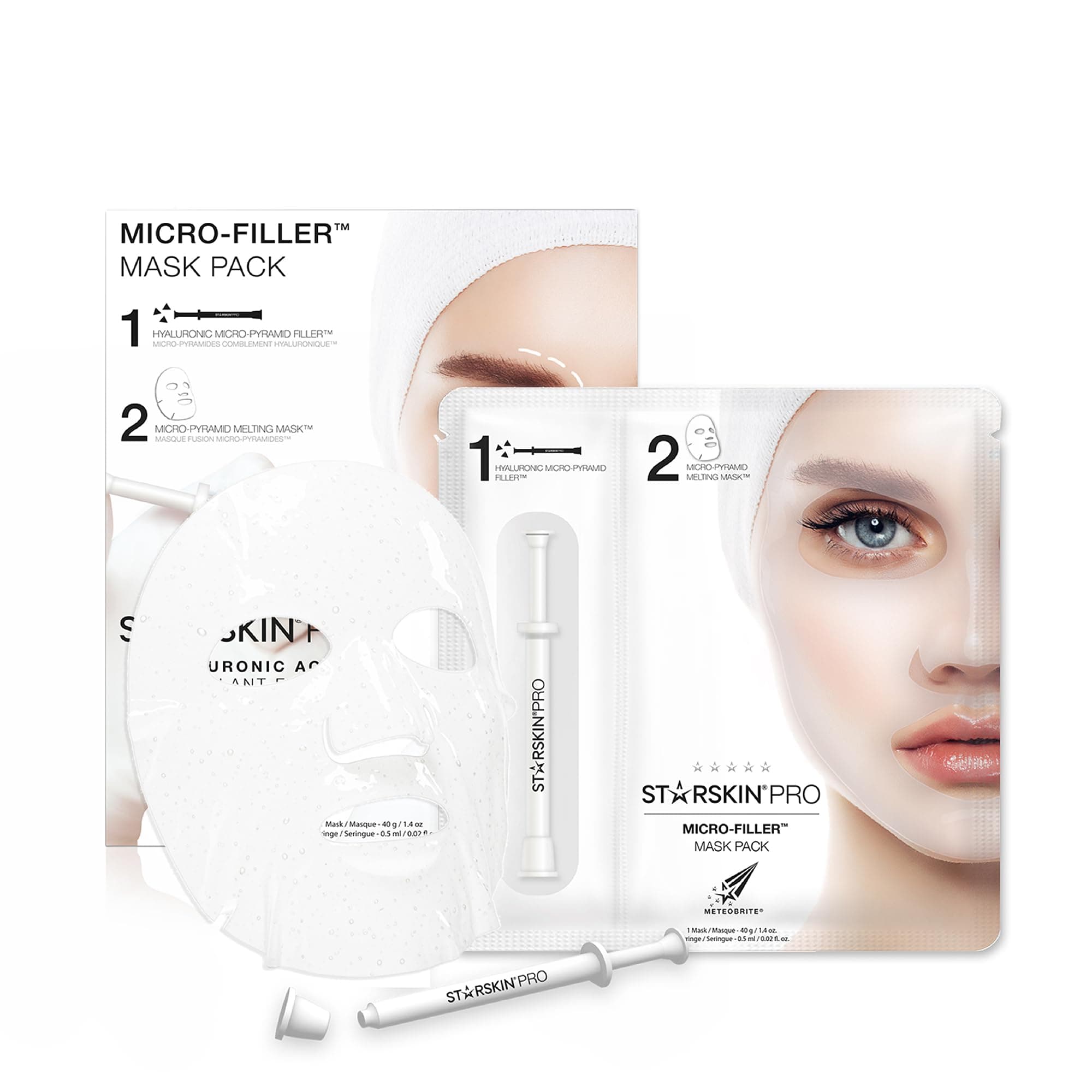 Pro Micro-Filler Mask Pack - Anti-Aging - Contains Hyaluronic Acid Micro-Pyramids - 1 Filler Syringe and 1 Melting Mask
