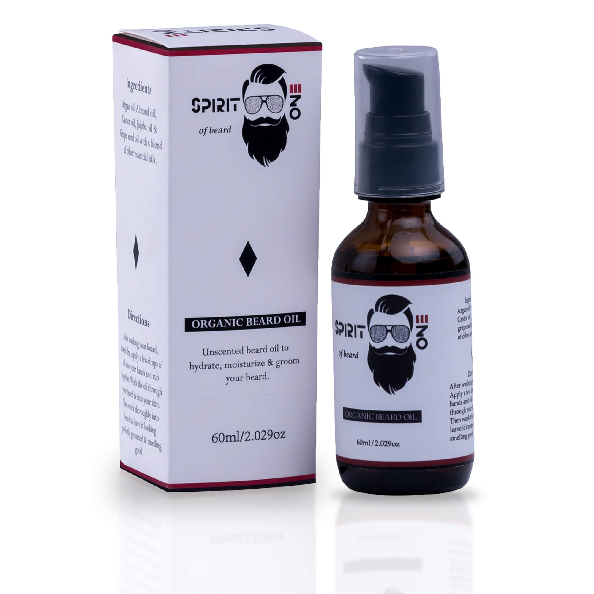 Beard Oil, Beard Growth Oil with Almond Oil, Organic - 60ml,100% Chemical Free, Argan Oil For Sensitive Skin & Hair, Natural Jojoba,Leave-in Conditioner and Essential Oils,