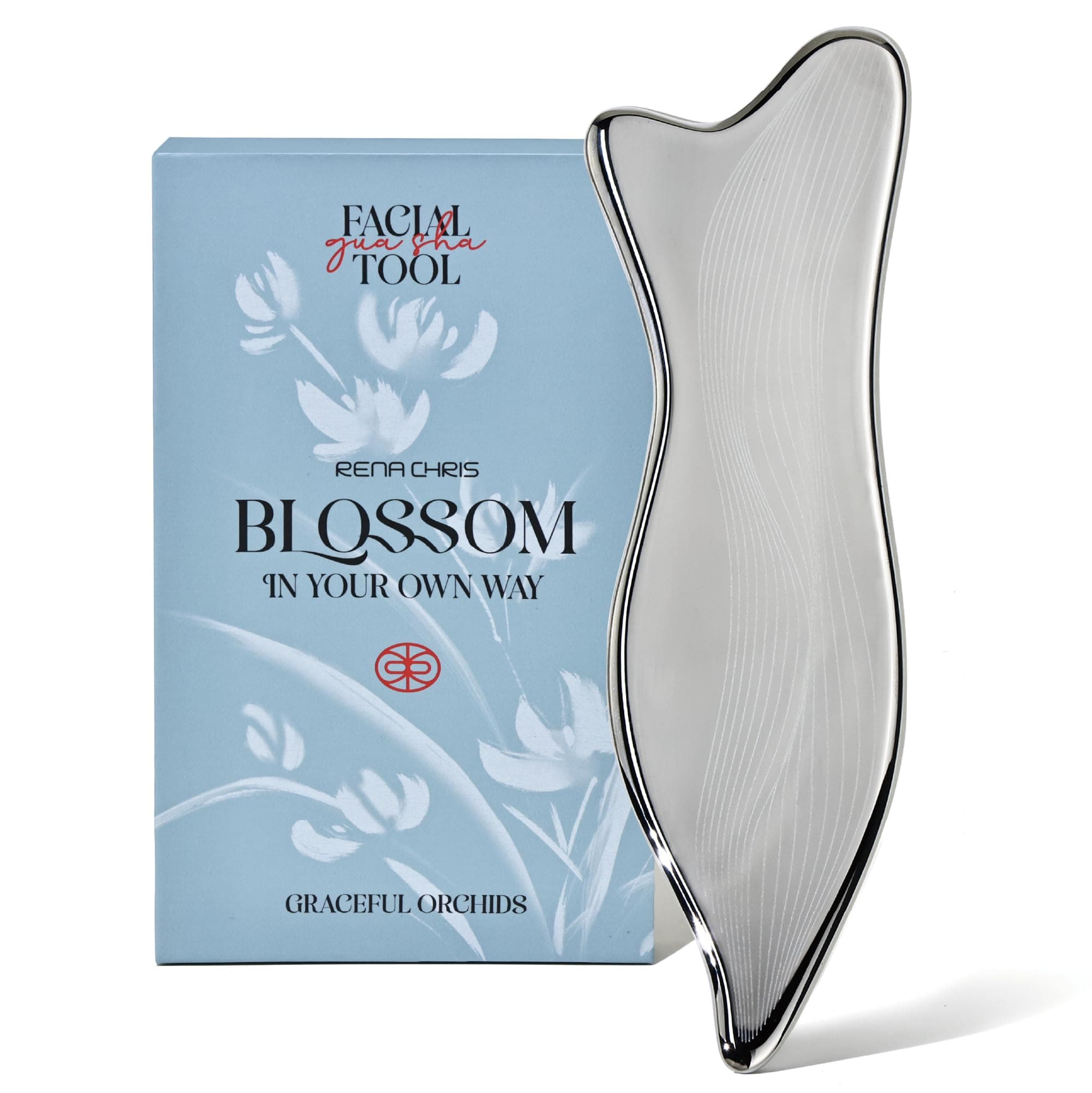 Stainless Steel Gua Sha Facial Tools - Acupressure & Gua Sha for Face Massage, Jawline Sculpting, Puffiness Reduction, Skin Care Tool (Silver)