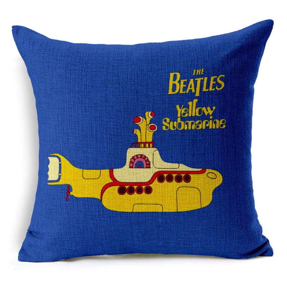 Beatles Yellow Submarine Cotton Linen Decorative Throw Pillow Case Cushion Cover, 17.7" x 17.7"