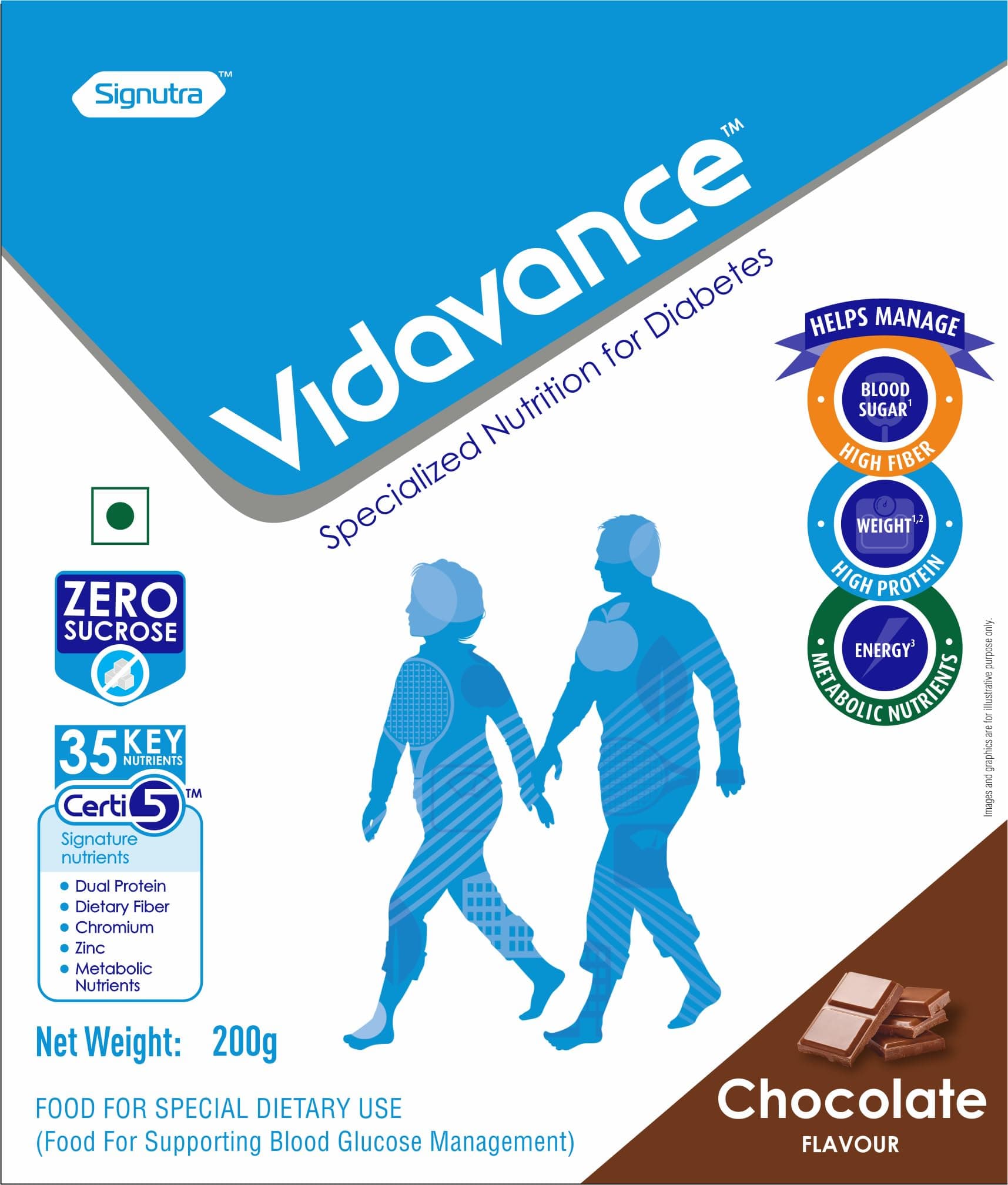 Vidavance Advanced Nutrition for Diabetes and Pre-Diabetes - 200g Jar (Chocolate)