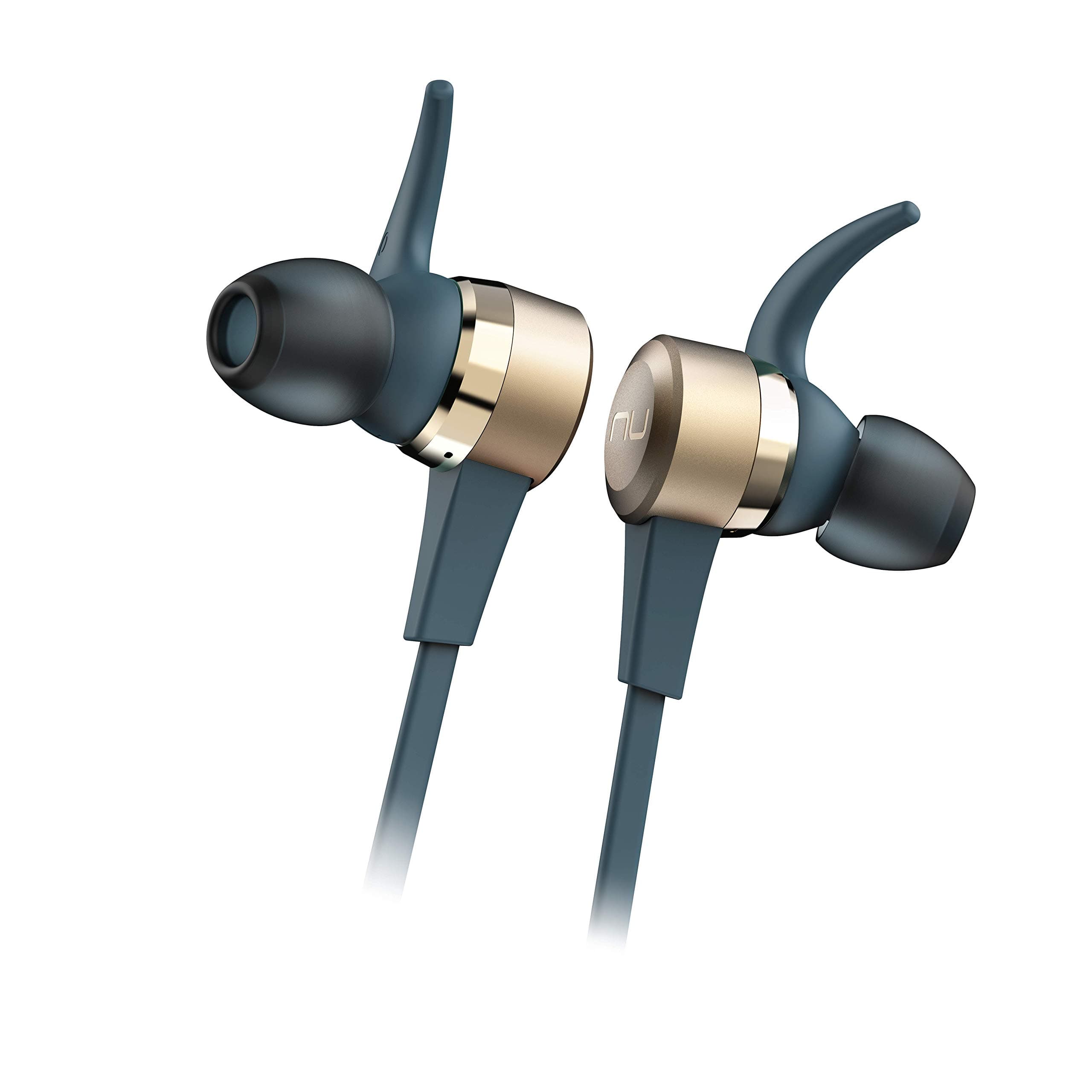 NuForce BE Live5 Wireless Audiophile Earphones with 8h Battery Life, AAC + aptX, Large 8mm Driver for deep Bass, New Innovative Battery Design and Aluminum housing (Gold)