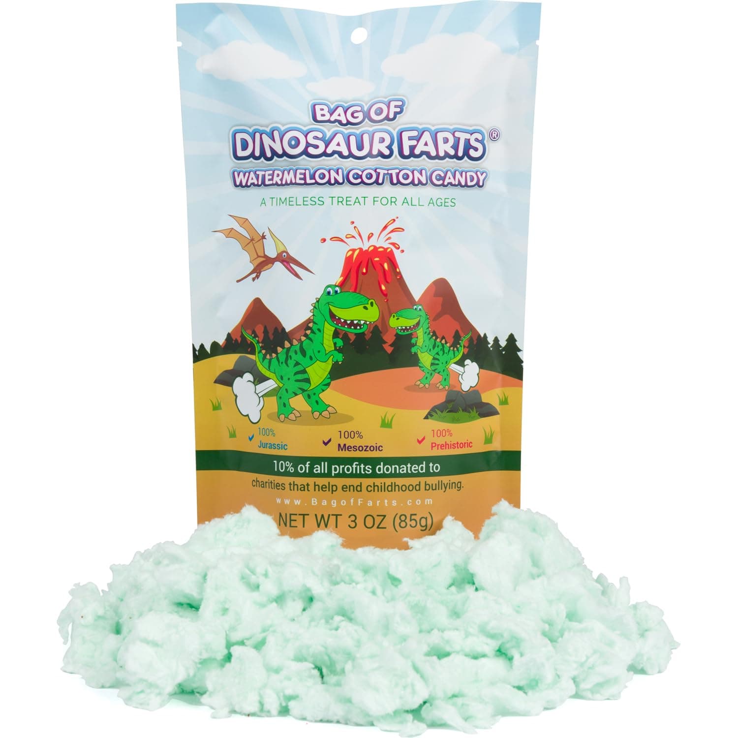 Little Stinker Bag of Dinosaur Farts Cotton Candy (Cotton Candy) Funny Unique Gag Gift for Friends, Mom, Dad, Birthday Girl, Boy
