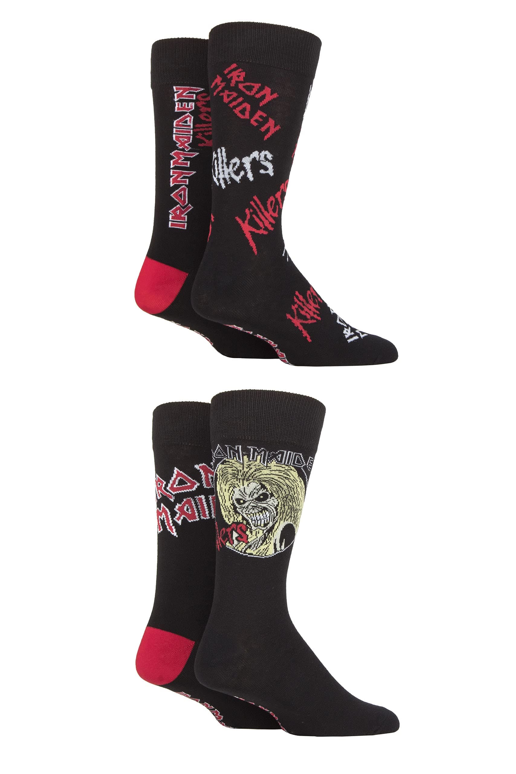 SockShop Exclusive Rock and Heavy Metal Men's and Ladies' Iron Maiden Gift Boxed Cotton Socks Pack of 4 in Sizes 4-8, 6-11 and 12-14 | Fun Gifts for Him & Her