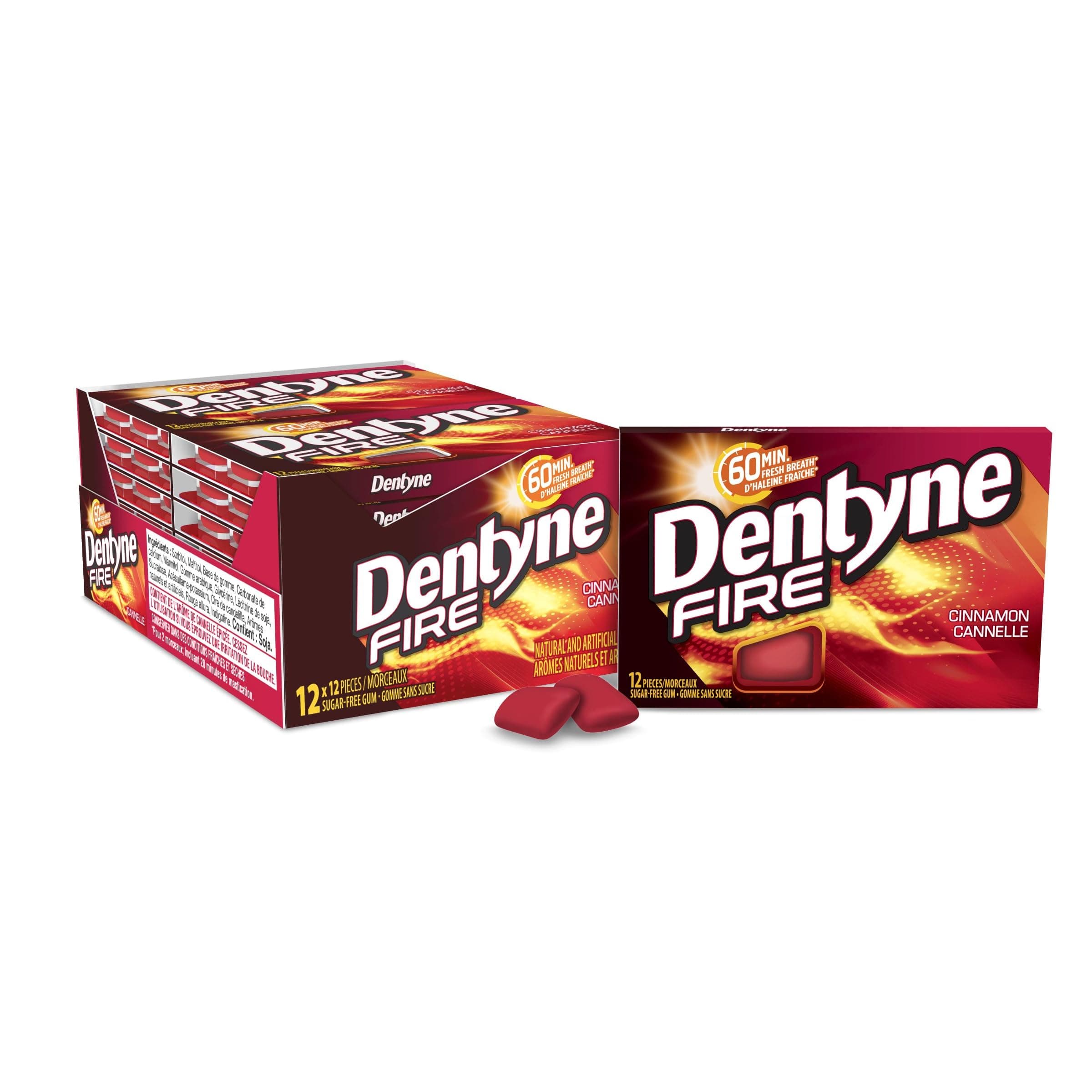 Dentyne Fire Bubble Gum, Cinnamon, 12x12/144ct, {Imported from Canada}
