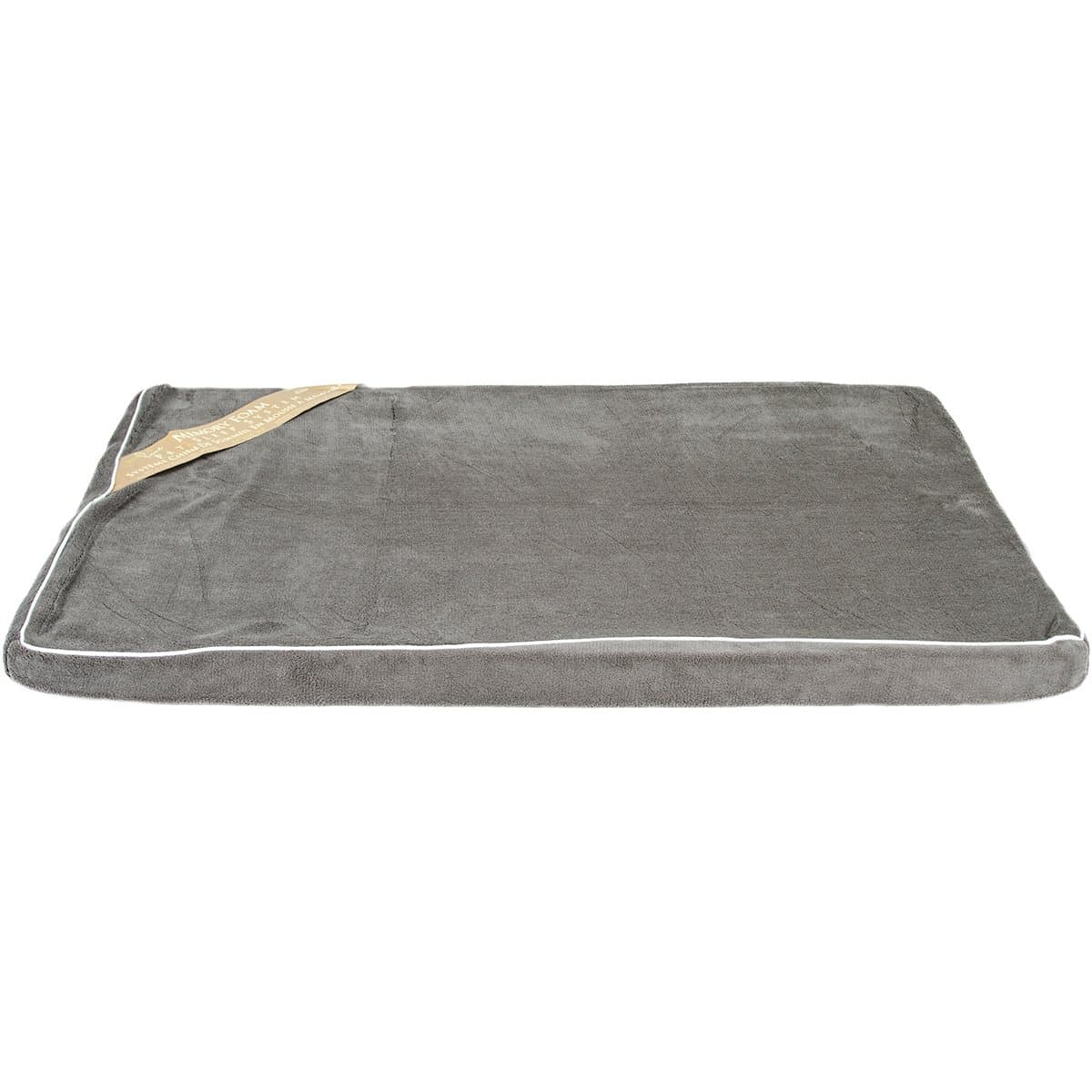 NANDOG Memory Foam Bed 23"X34"X2", Dark Gray Coral Fleece Cream Piping