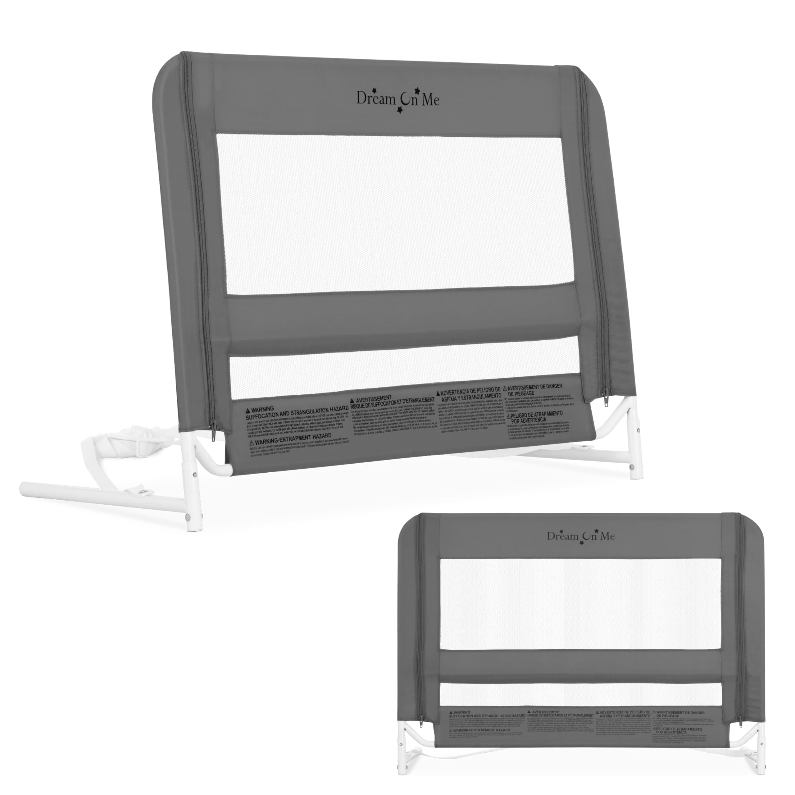 3D Linen Fabric And Mesh Security Bed Rail, Grey